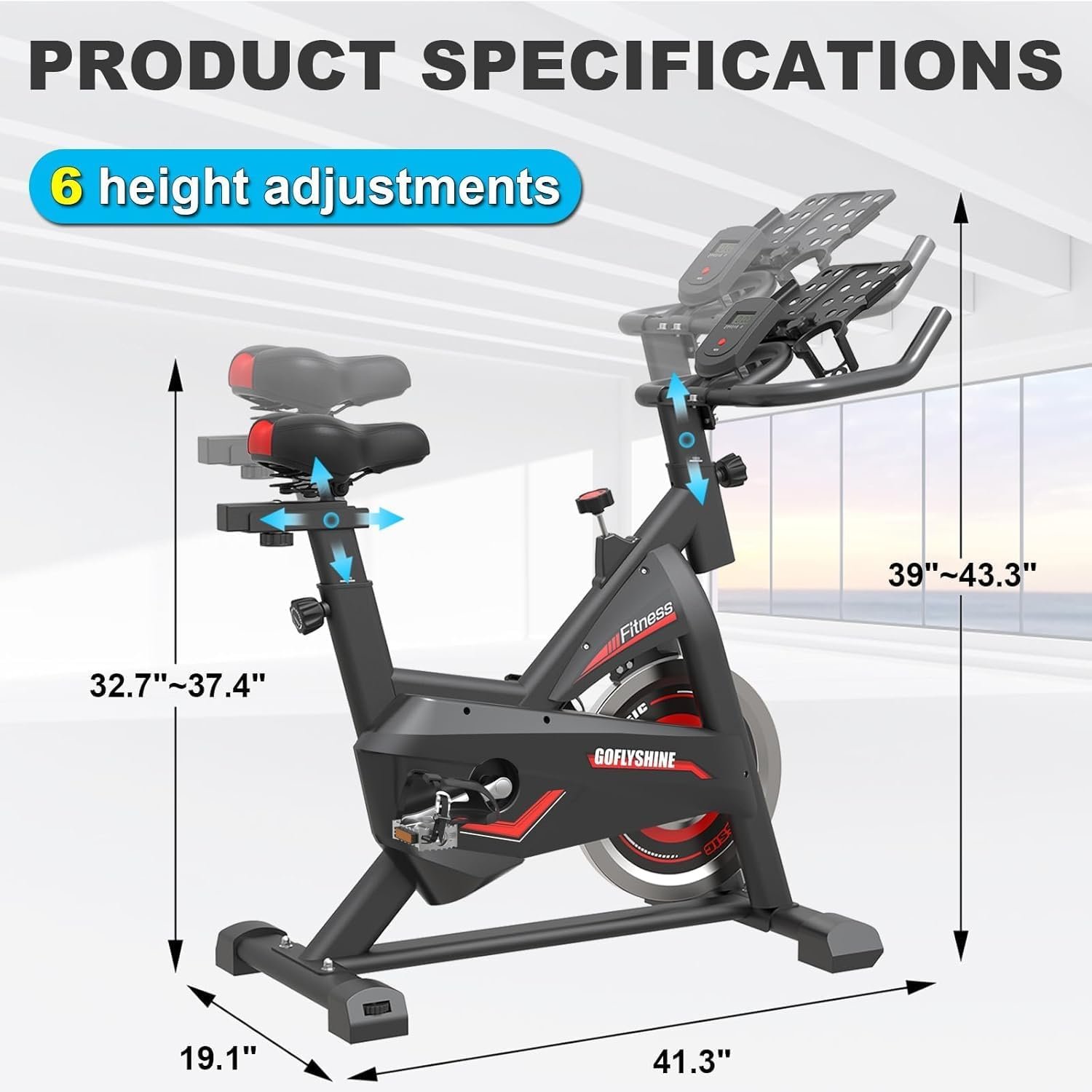 Exercise Bike, Stationary Indoor Cycling Bike for Home，Cardio Workout Bike with Mount & LCD Monitor, Silent Belt Drive