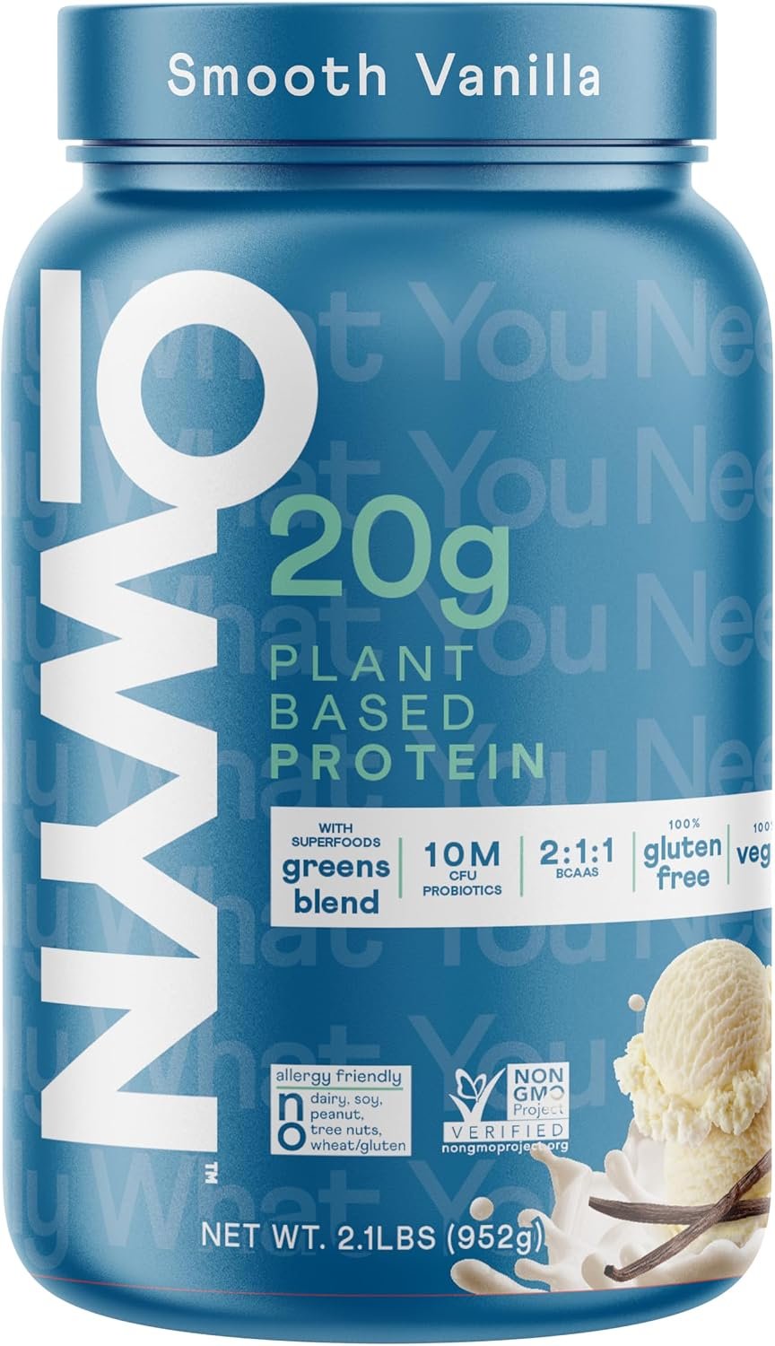 OWYN Only What You Need Smooth Vanilla Flavored 20g Protein Powder, 2.1 LB | 20g Protein, 4g Sugar, Dairy Free, Plant Protein Powder, Gluten Free, 2.1 Pounds, 28 Servings, Top 9 Allergen Friendly
