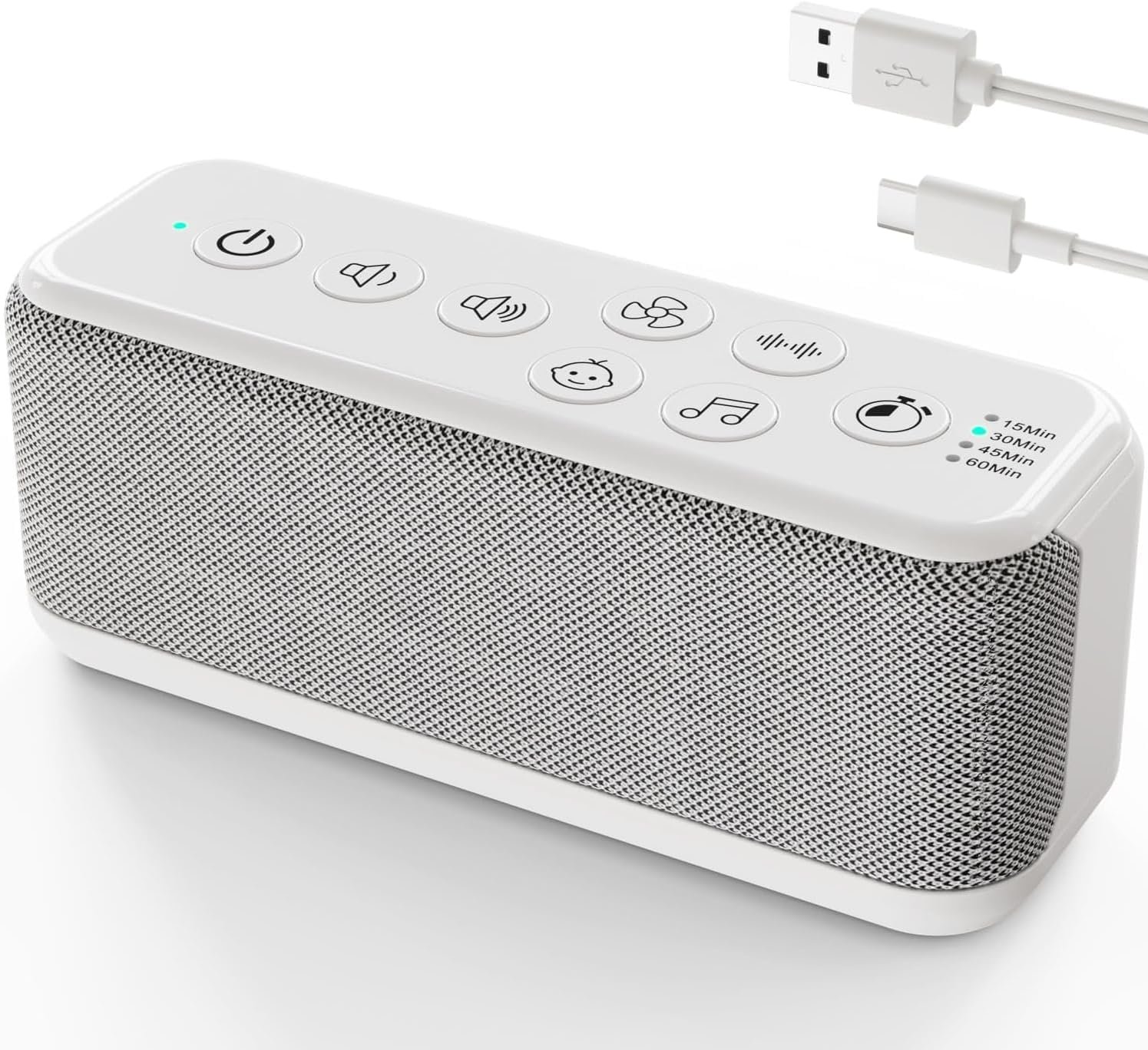 White Noise Machine, Sound Machine for Office Privacy, Sleep and Focus | 42 Non-Looping Sounds, 3000mAh USB-Rechargeable Battery, Dual Speakers, Auto-Off Timer, 8 Volume Levels and Memory