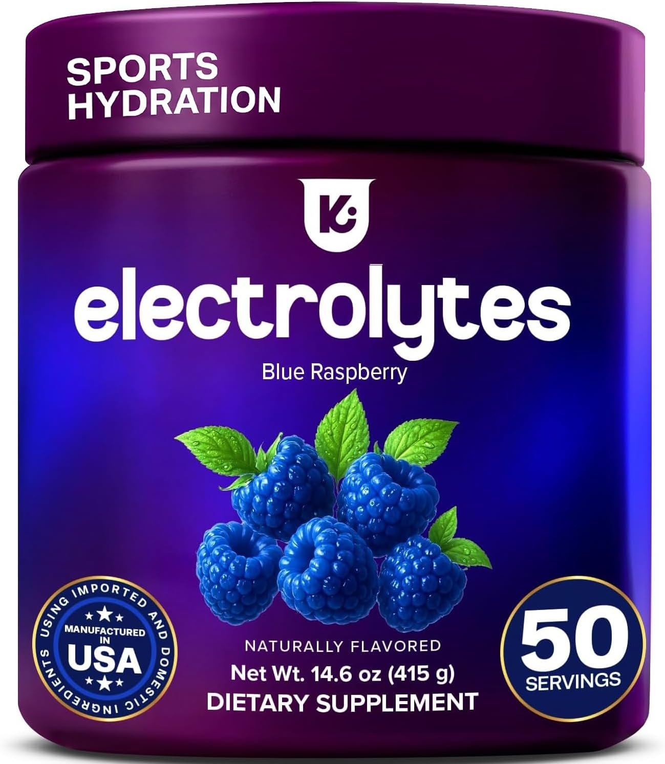 Keppi Sports Electrolytes for Runners, Cyclists – Blue Raspberry Sport Electrolyte Powder 14.6oz Tub – Electrolyte Powder for Sports Hydration – Workout Drink