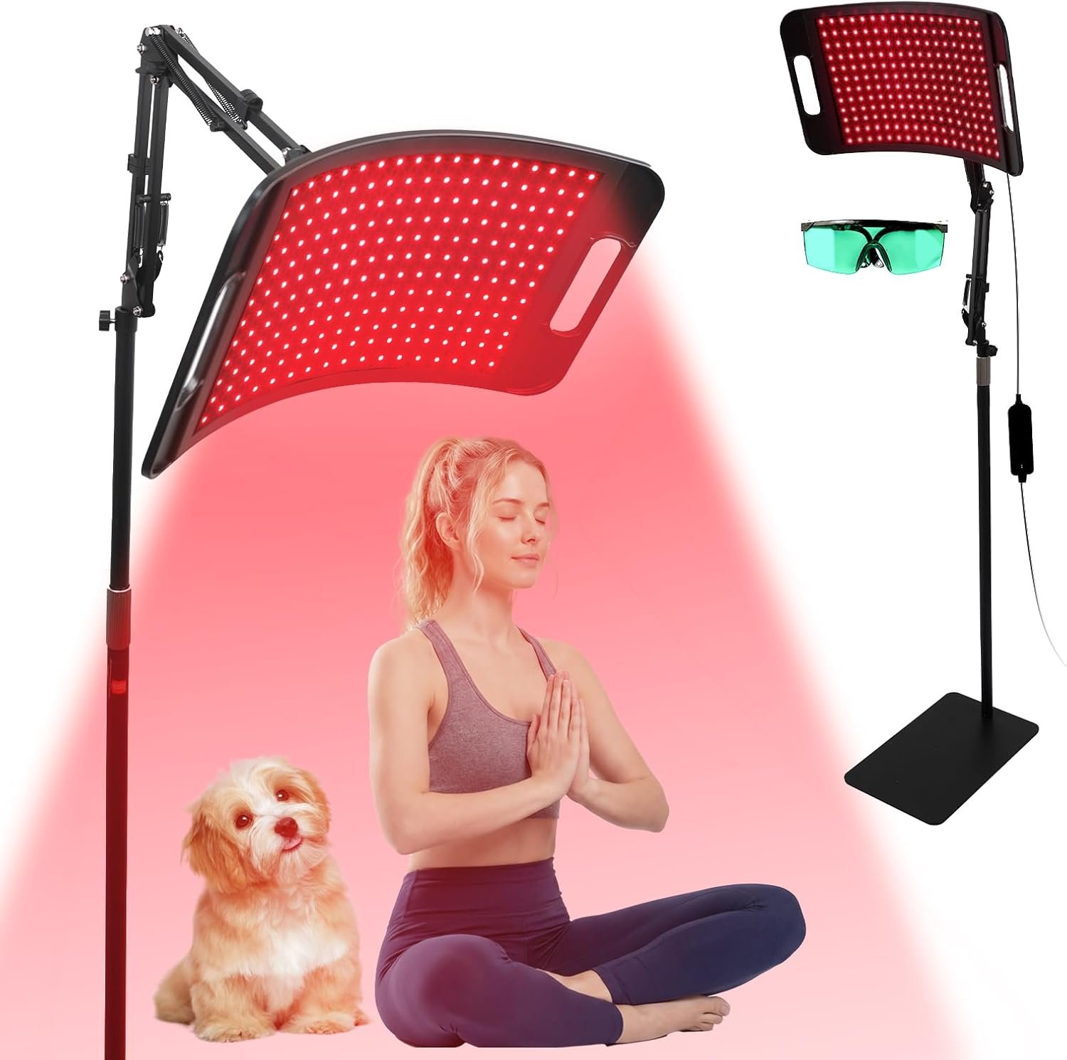 Red Light Therapy for Face and Body, 204PCS 3-in-1 LED Red Infrared Light Therapy Lamp Panel 660nm / 850nm /940nm Wavelength with Adjustable Stand&Protective Goggles–Home Use Gift for Man, Women&Pet