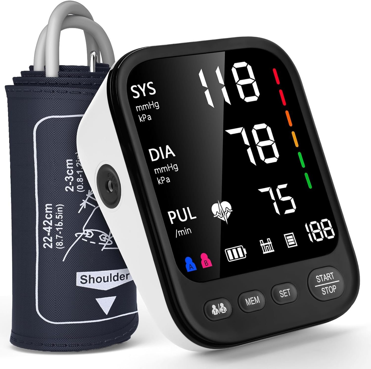 Blood Pressure Machine, Automatic Upper Arm Blood Pressure Monitor with 2×199 Readout, 4.5 Inch Backlit Large Screen Adjustable Large Cuff 9 to 17 Inches – Arrhythmia and Home Hypertension Detector
