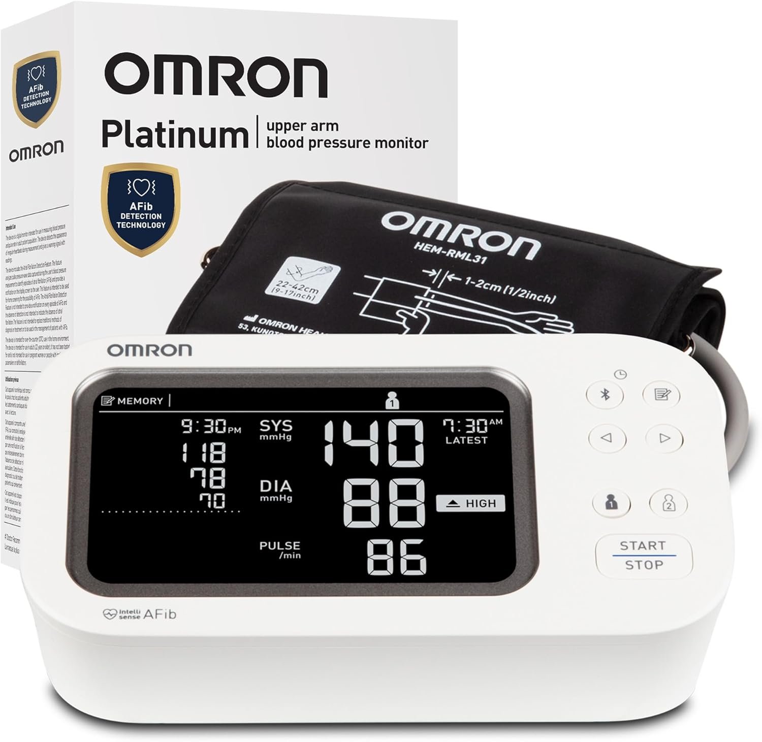 OMRON Platinum Blood Pressure Monitor & Upper Arm Blood Pressure Cuff | For Home Use – #1 Doctor & Pharmacist Recommended Brand – Clinically Validated – AFib Detection – Connect App
