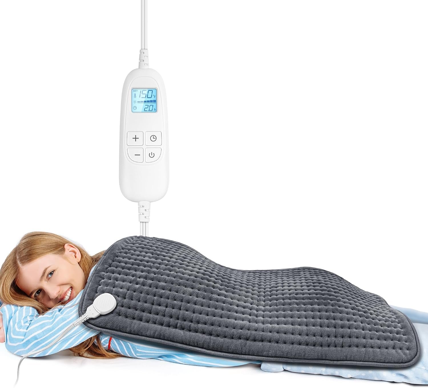FluffyWarmth Electric Heating Pad for Back, Extra Large 17″x33″, Ultra Soft | XXXL for Full Body, Period Cramps, Neck Shoulder Back Pain Relief, 6 Heat Settings 4 Timers Heating Pad, Gifts for Women Men