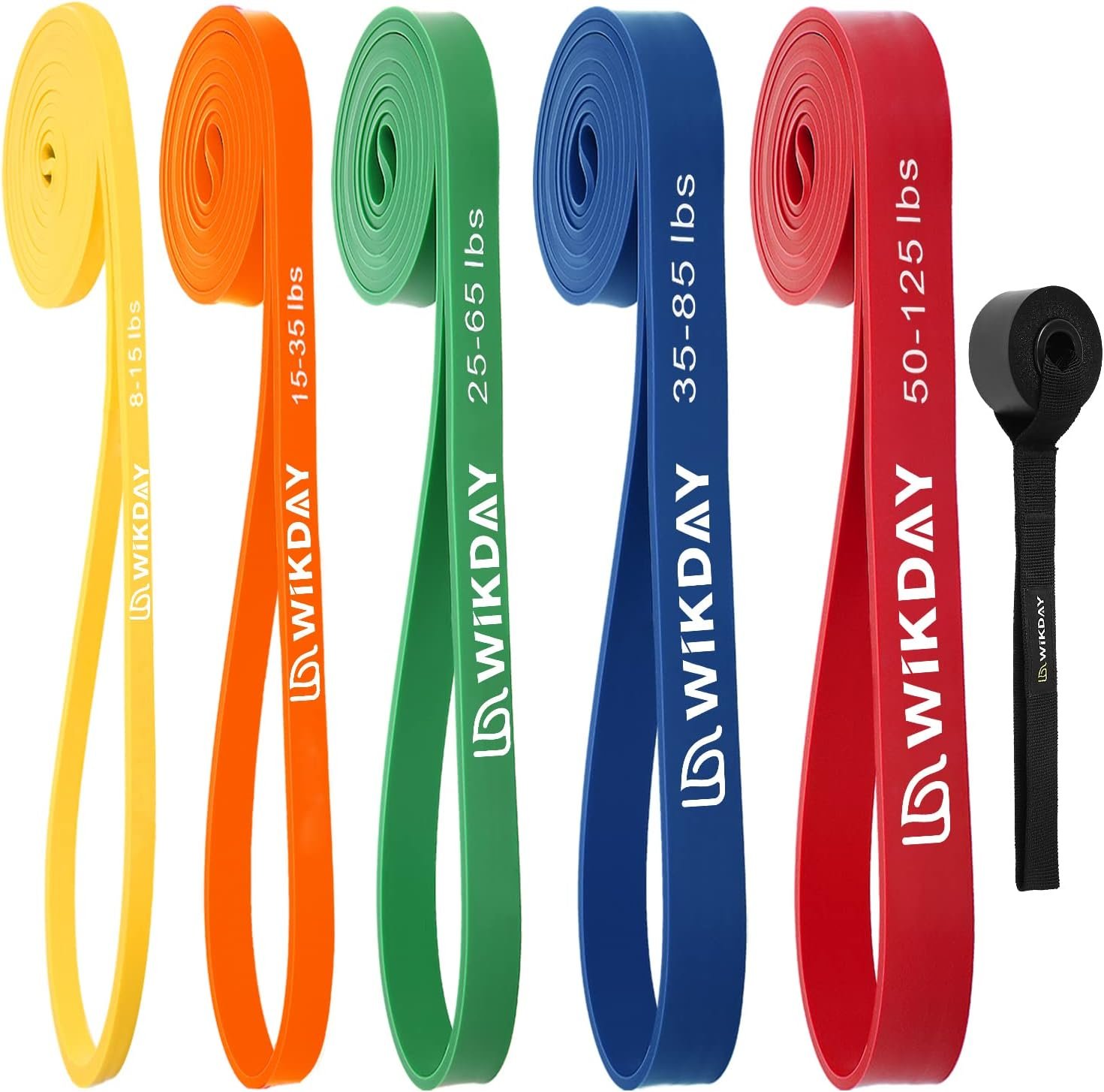 WIKDAY Resistance Bands for Working Out Set of 5 with Door Anchor, 8-125LBS | Multicolor, Pull Up Assistance, Exercise Elastic Bands, Thick Heavy Resistance, Body Stretching Muscle Training, Home Gym