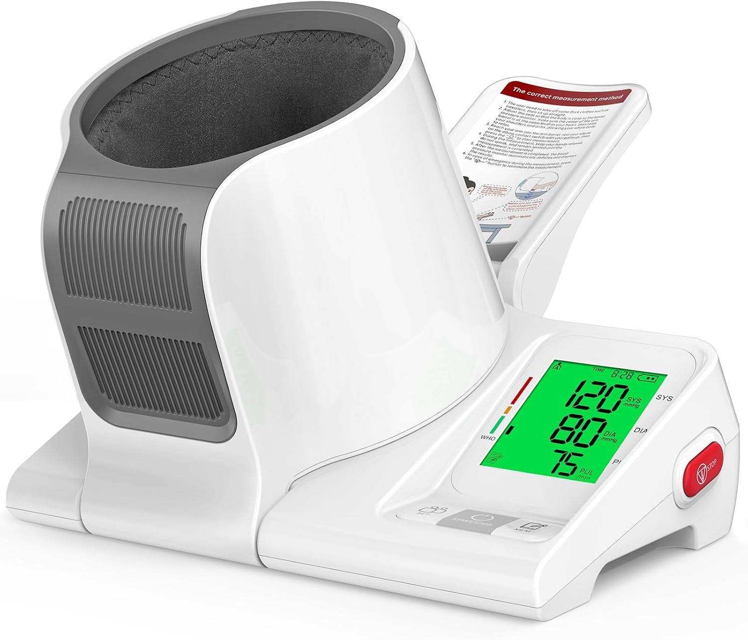 52HZ Barrel-Type Upper Arm Blood Pressure Monitor, Fits 7.1″-16.5″ | No-Wrap Automatic BP Monitor for Home Use, One-Touch Blood Pressure Machine, 3-Color Backlight, 2 Users 2×99 Memory