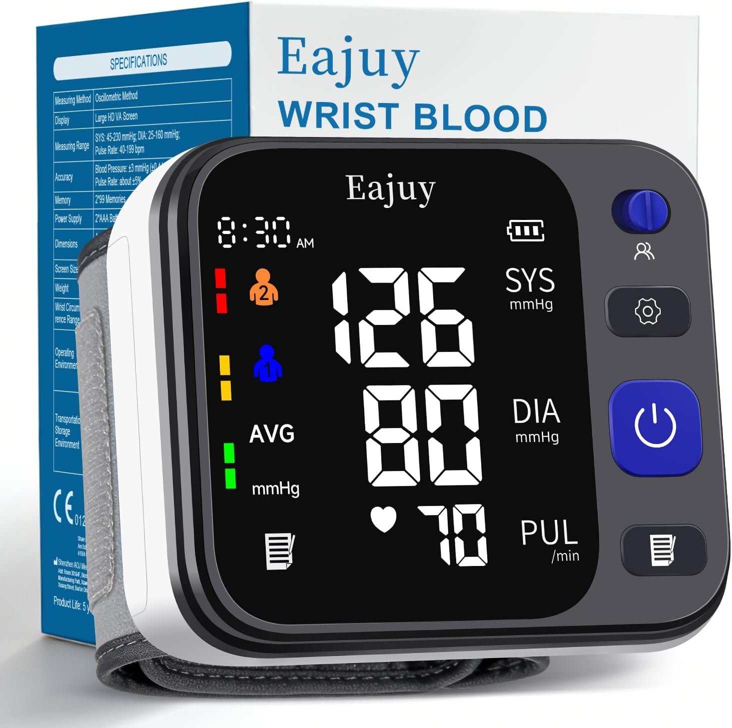 Wrist Blood Pressure Monitor,FDA Cleared BP Cuff Machine for Home Use | 【2026 New Upgrade】Blood Pressure Cuff Wrist ,Adjustable Wrist Cuff,99×2 Sets Memory ,Batteries&Type-C Data Cable Included