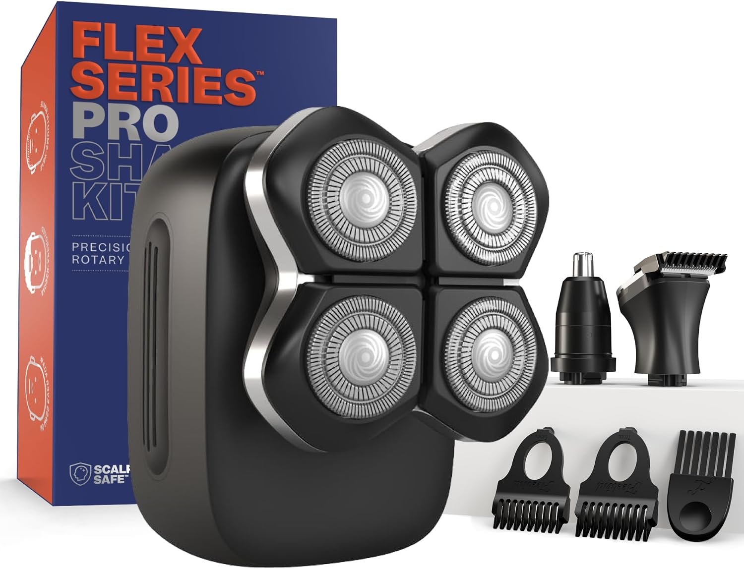 Freebird Electric Head & Body Hair Shaver – Mens Cordless Waterproof Razor with Rotary Blades (FlexSeries Pro, Shaver Kit)