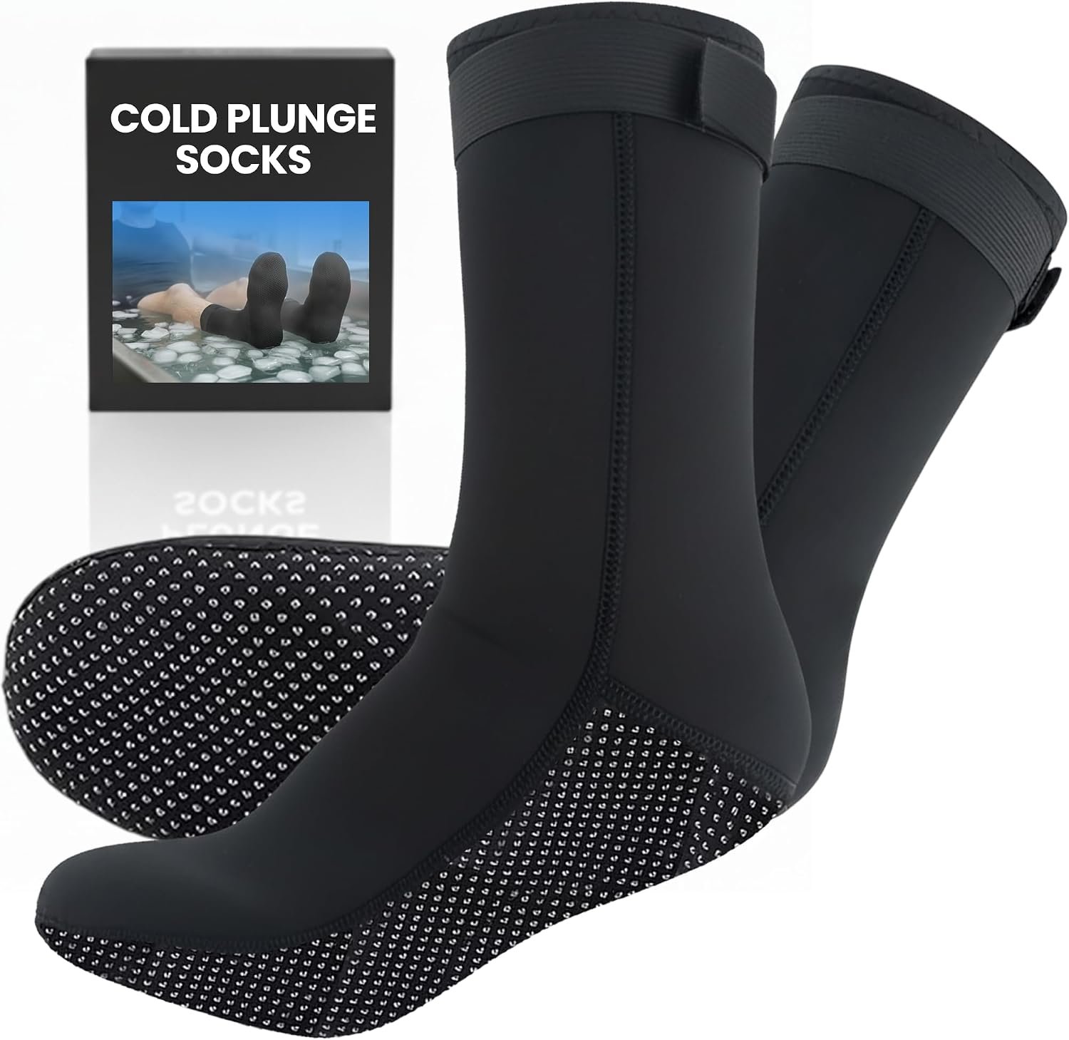 Cold Plunge Socks for Ice Bath Recovery – 3mm Neoprene Thermal Booties, Non-Slip Water Socks for Ice Bath