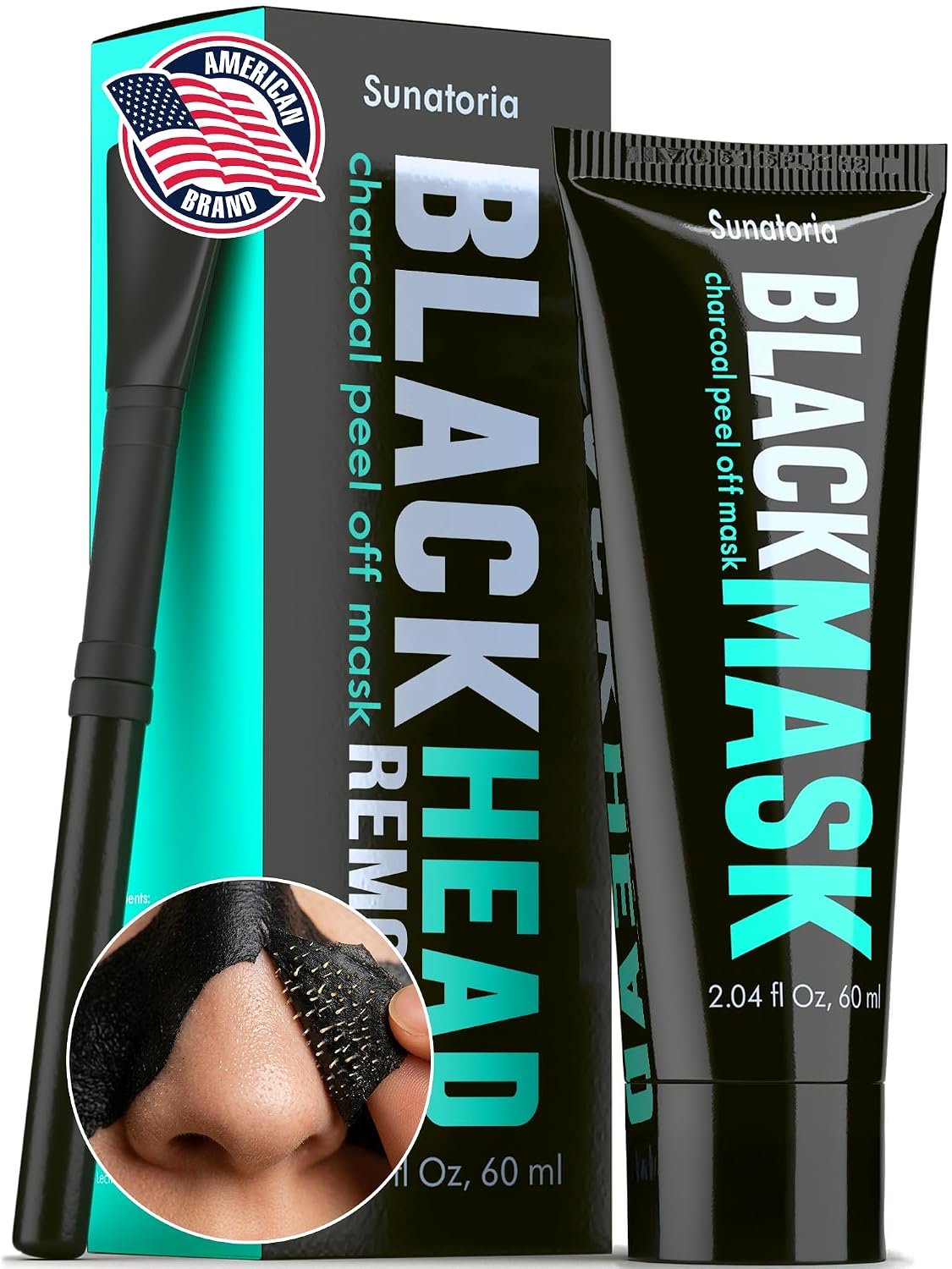 SUNATORIA Original Black Peel Off Face Mask – Charcoal Pore Mask – Helps Remove Excess Oil & Lift Away Surface Impurities – Botanical Extracts & Vitamins A, E, B5 – 2.04 fl oz