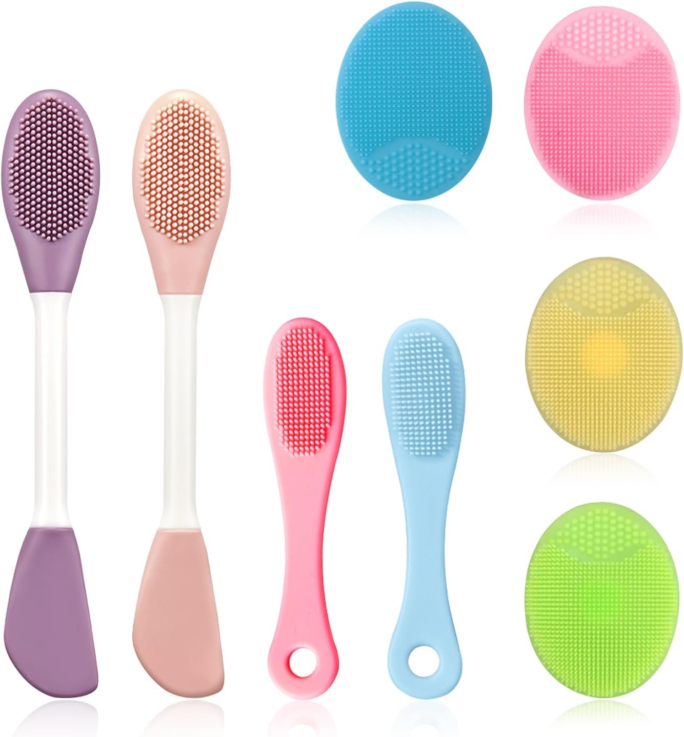 Silicone Face Scrubber & Exfoliator – 8 Piece Facial Cleansing Brush Set for Deep Cleaning, Blackhead & Acne Care, Ultra Soft Manual Pore Brush for Women & Men, Travel Friendly Skincare Tools