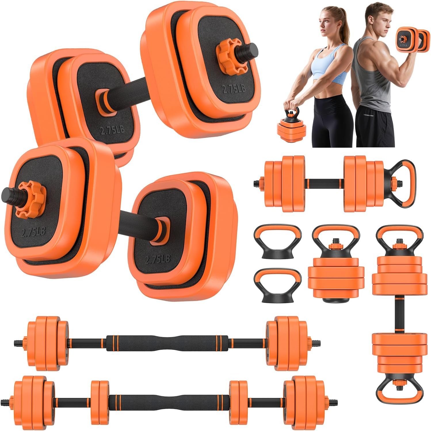 Rendpas Adjustable Dumbbell Set – Free Weights for Home Gym Workouts | 45/65/85lbs, 4-in-1 Fitness Equipment with Connector, Used as Barbell, Kettlebell & Push-Up Stand for Men & Women