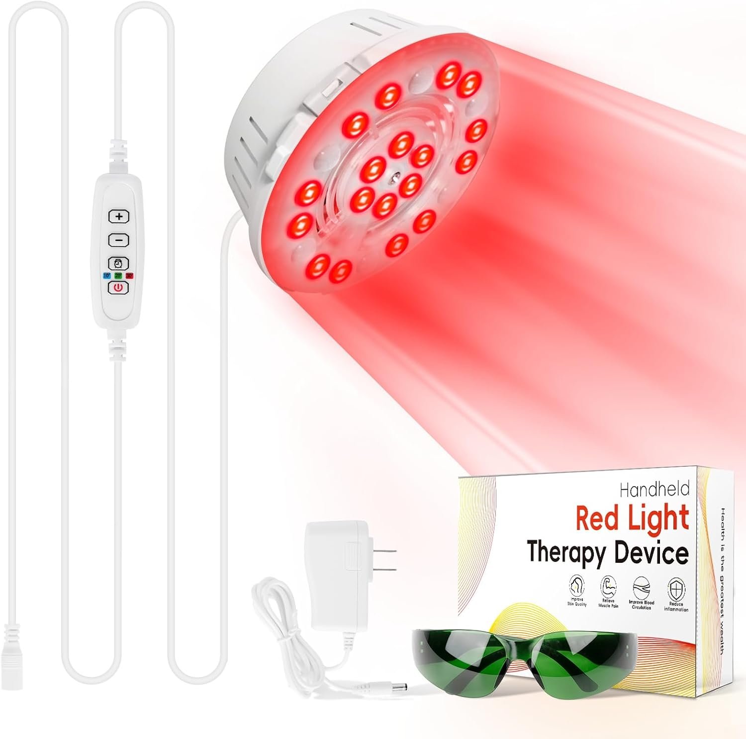 Red Light Therapy Device, Handheld Dual Wavelength LED for Hair & Skin | Portable red light therapy for face, body and muscles. Use at home, office or travel for skincare, relaxation and recovery