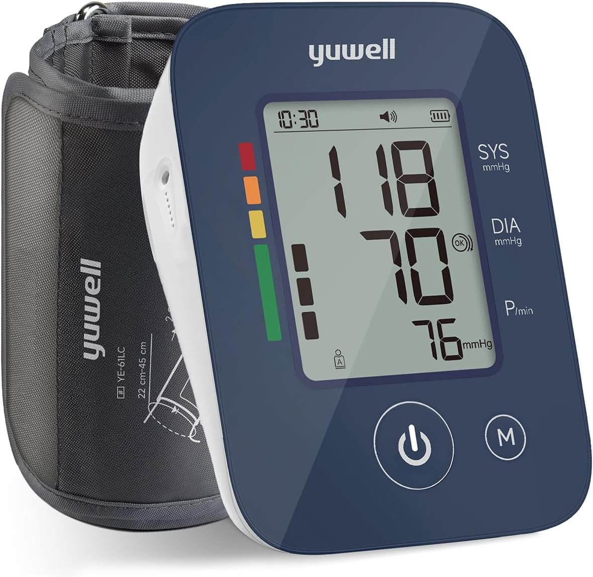yuwell Automatic Blood Pressure Monitor for Home Use, Upper Arm BP Machine with Large Adjustable Cuff (8.7-17.7″), 199 Memory, Irregular Heartbeat Alert & WHO Classification