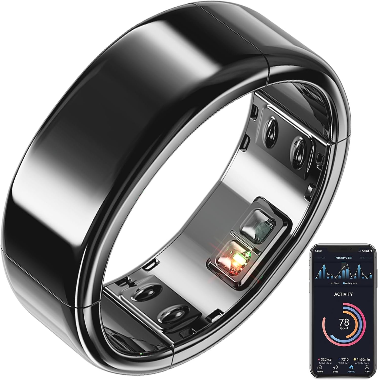 Smart Ring-Automatically Adjustable Wearable Ring for Men & Women, No App Subscription, Fitness Ring for Sleep Tracking – Fitness Tracker