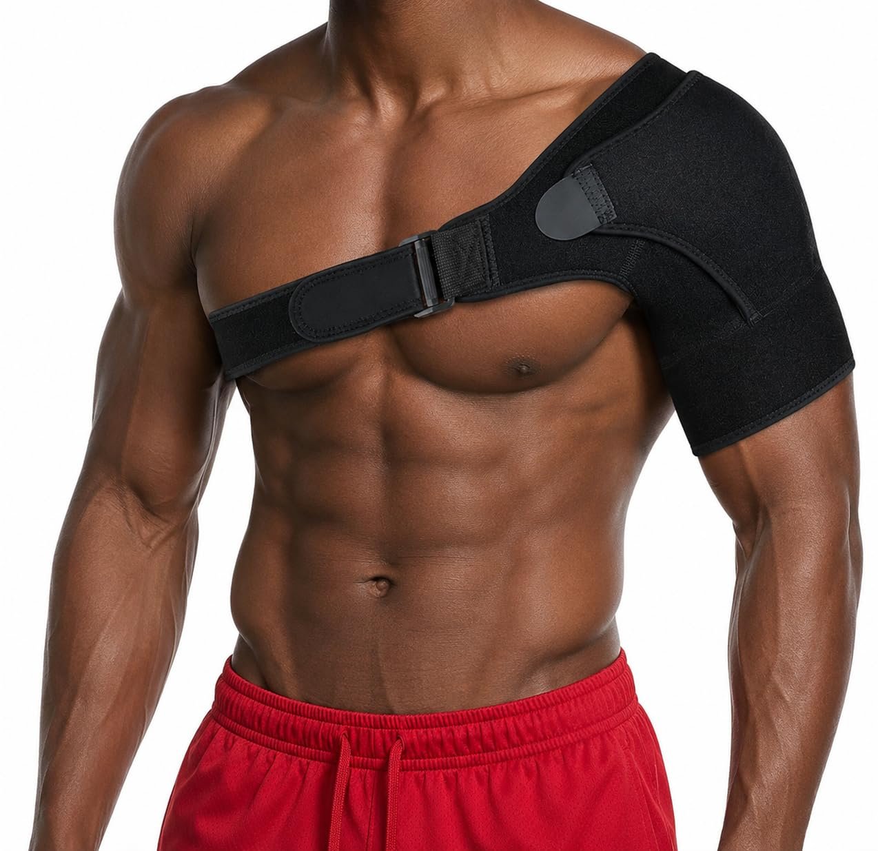 Shoulder Brace for Men & Women, Adjustable Compression Shoulder Support, Rotator Cuff Support Brace, Shoulder Stabilizer for Arthritis, Shoulder Injury, Pain Relief, Universal Fit Left & Right Shoulder (Black)