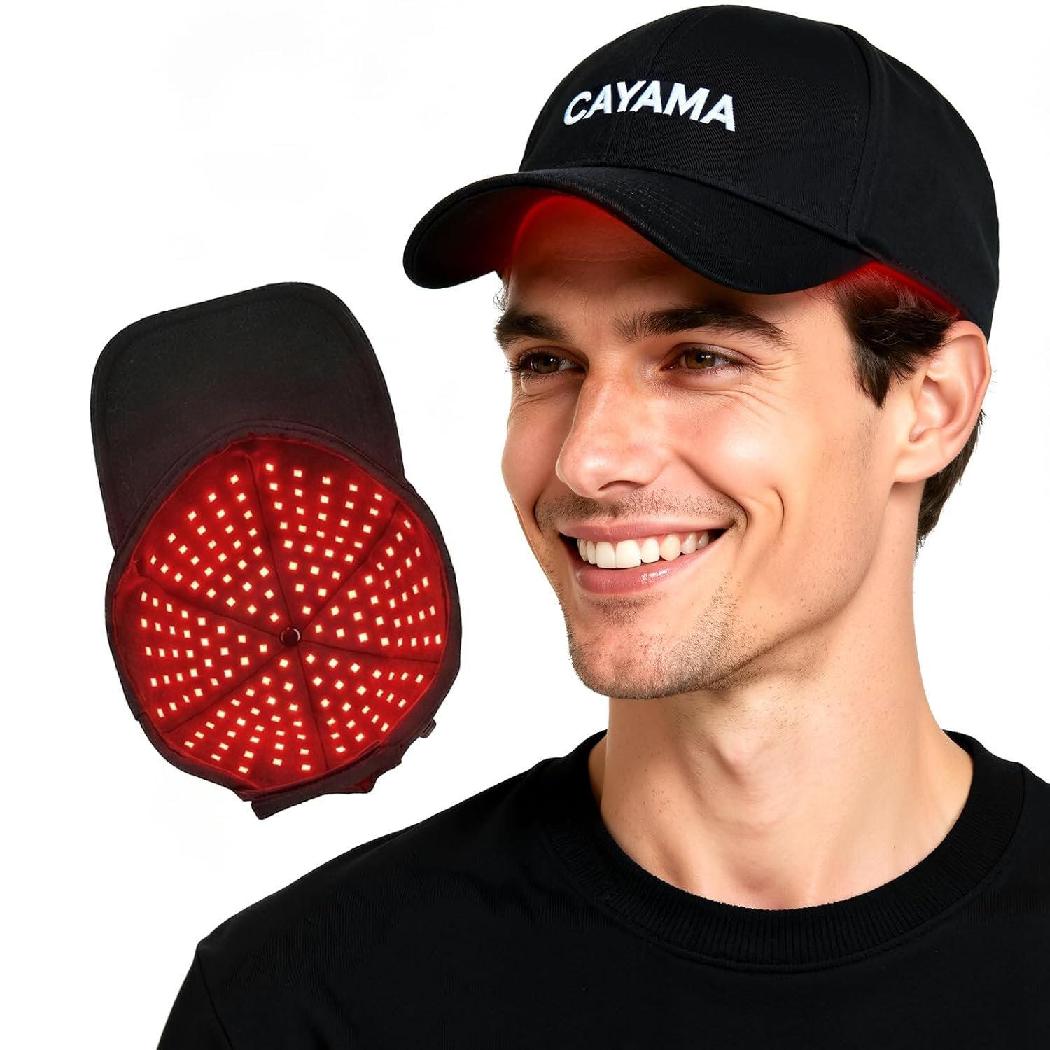 CAYAMA Red Light Hair Growth Cap for Men & Women, 528 Total Light Emitters | Full-scalp coverage with adjustable fit, 10-30 min remote sessions, adapter or compatible power bank support