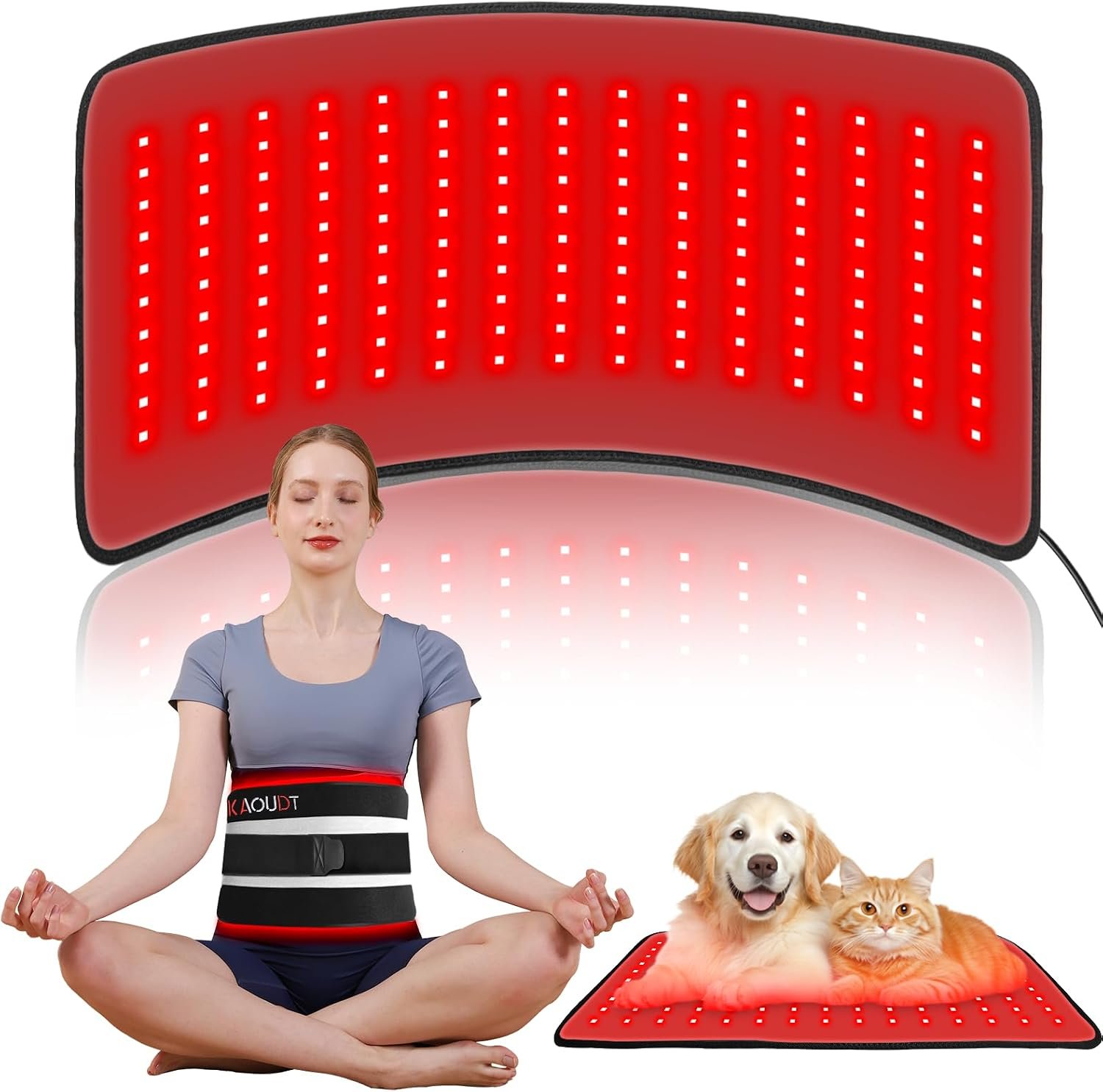 Red Light Therapy Mat for Body, 24″ x 12″ FSA Eligible HSA Red Light Therapy Pad for Back Pain, 660nm & 850nm Infrared Light Belt for Joint/Muscle, Medical-Grade TPU Light Wrap with Timer(Black)