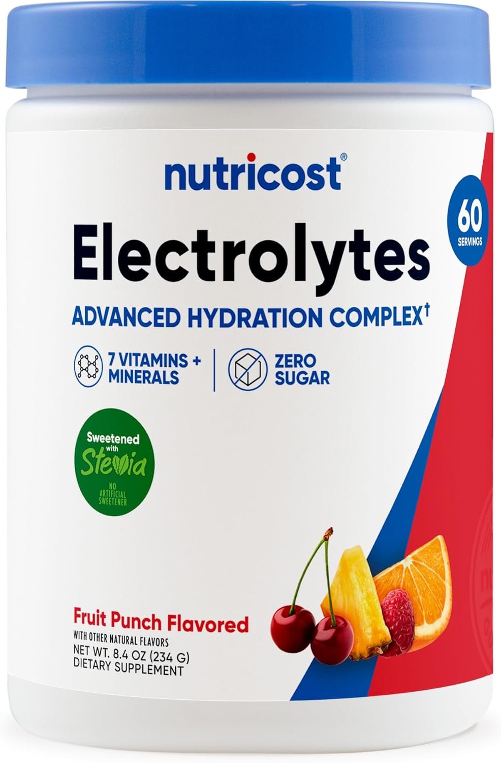Nutricost Electrolyte Complex Powder (60 Servings, Fruit Punch) | Hydration Supplement Drink Mix with Vitamins and Minerals