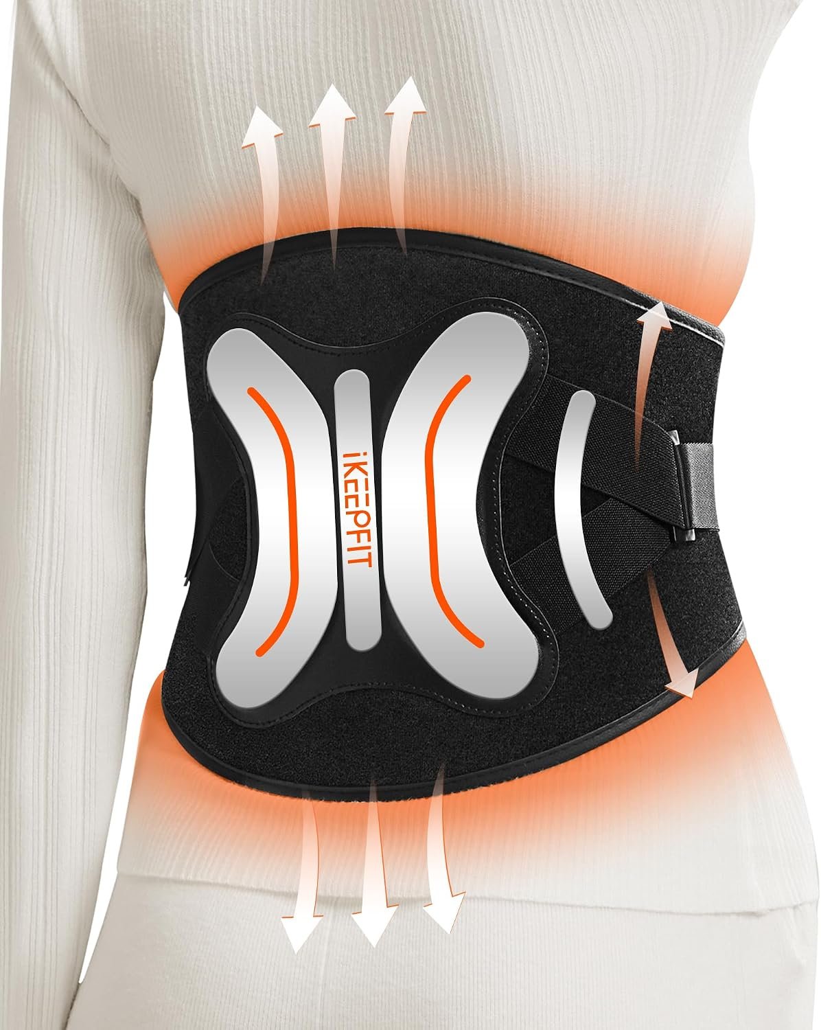 IKEEPFIT Cordless Heating Pad with Massager for Back Pain Relief: MAXwarm® 4.0, Portable Heated Back Brace with Lumbar Support for Sciatica, Large 10000mAh Battery, for Women Men 90-310 lbs | Portable Heated Back Brace with Lumbar Support, Rechargeable 10,000 mAh Battery, MAXwarm 4.0, for Women & Men 90-310 lb