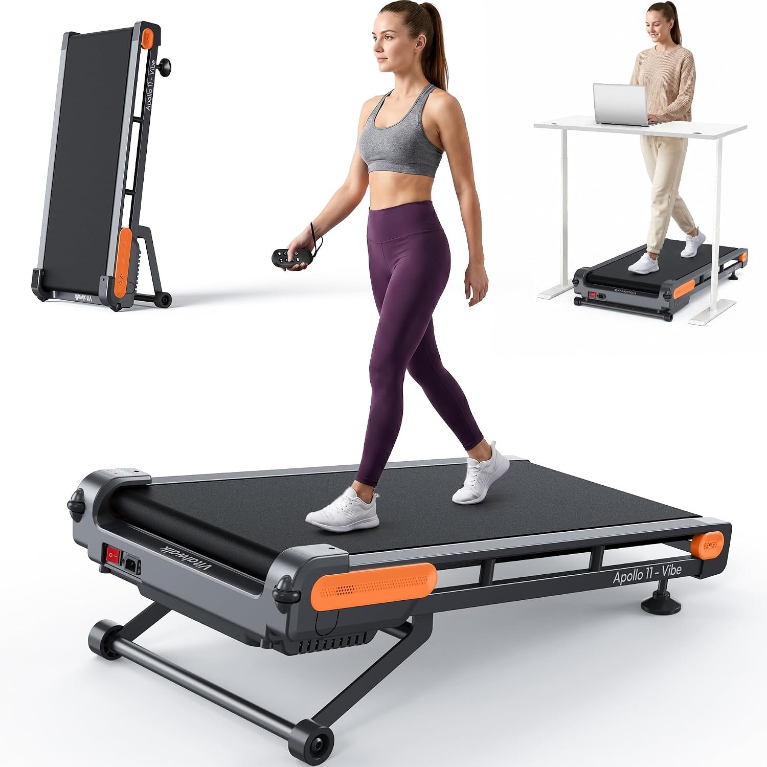 Walking Pad with Incline Portable Treadmills for Home Small Space | 15% Auto Incline, Under Desk Treadmill, 4-Way Mobility & Vertical Storage, Vibe BT Speaker, 330LBS Capacity, 39.5″ x 16″