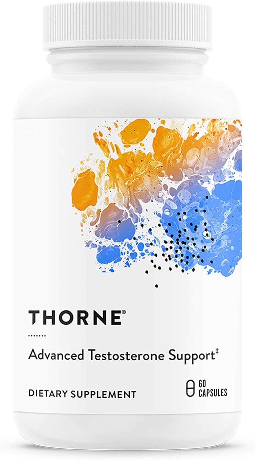 Thorne Advanced Testosterone Support, Men’s Health Supplement, 60 Capsules | Supports Healthy Testosterone Levels & Muscle Fatigue*, Formulated with Ashwagandha, Shilajit & Zinc, Third-Party Certified