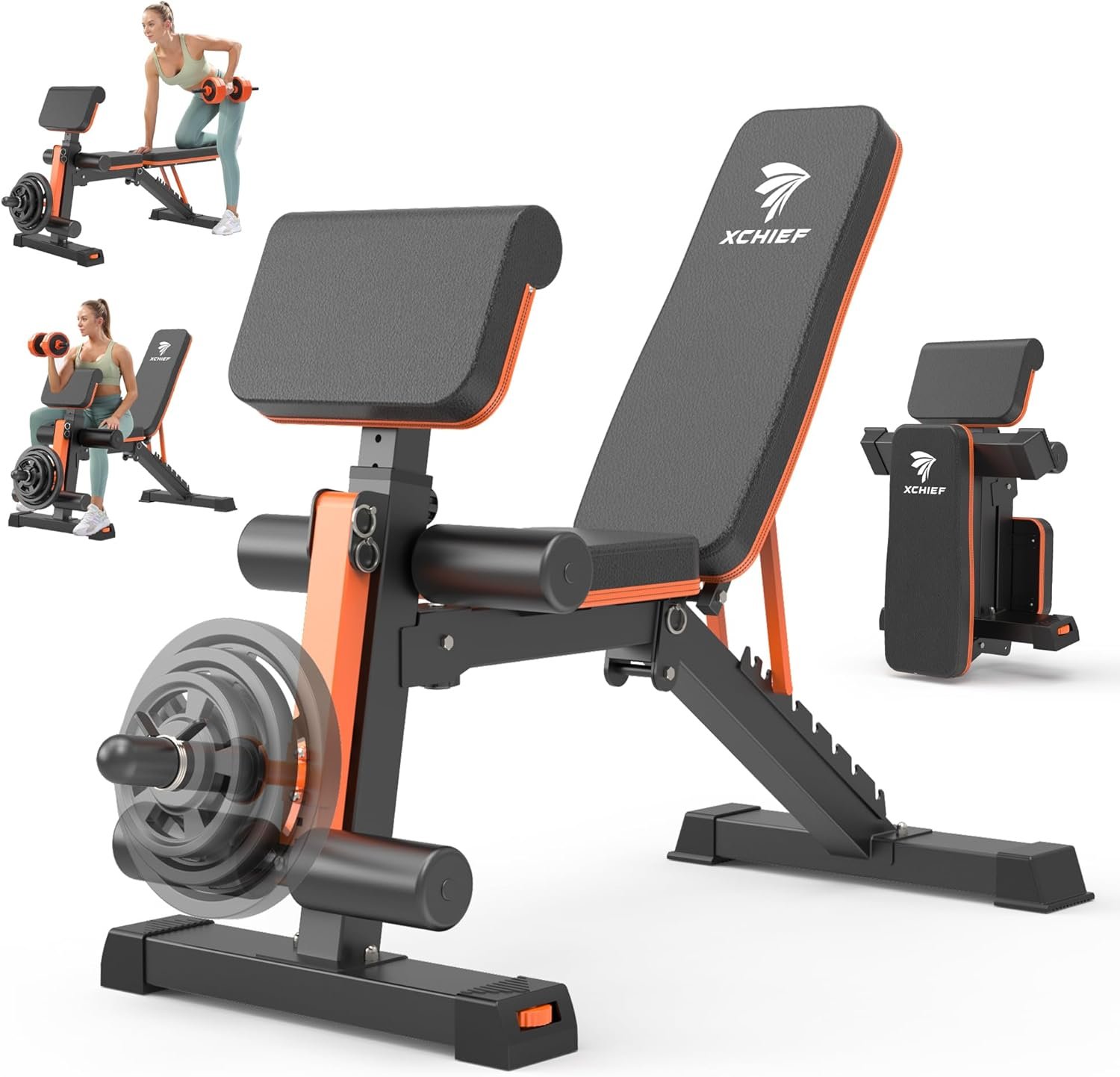Adjustable Weight Bench – 1000LBS Capacity Heavy Duty Foldable Workout Bench for Full Body Exercise, Flat/Incline/Decline, Bench Press for Home Gym with Preacher Pad & Leg Extension