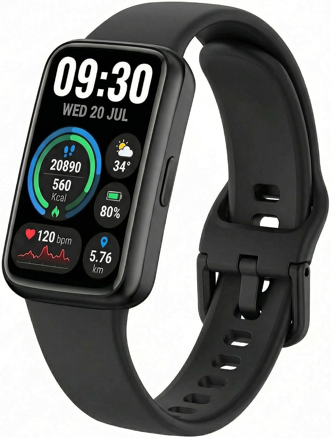 Fitness Tracker for Men & Women with 1.47” HD Display, Heart Rate & SpO2 Tracking, Sleep & Activity Monitor, 100+ Sports Modes, 3ATM Waterproof Smart Band, Works with Android & iOS, Black