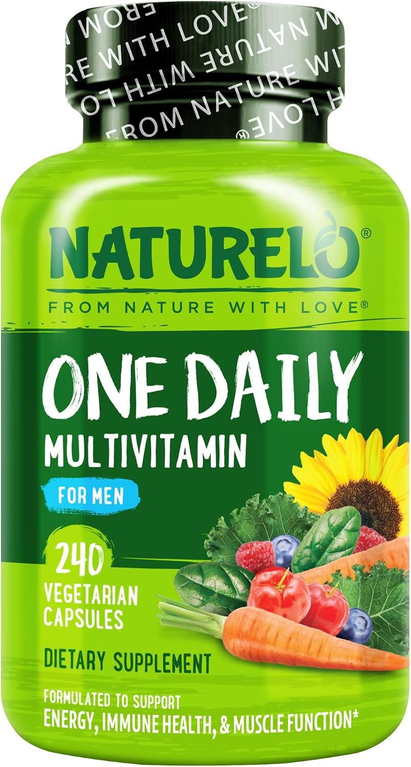 NATURELO Multivitamin for Men – One Daily, 240 Vegetarian Capsules | Vitamins, minerals & organic whole foods, non-GMO