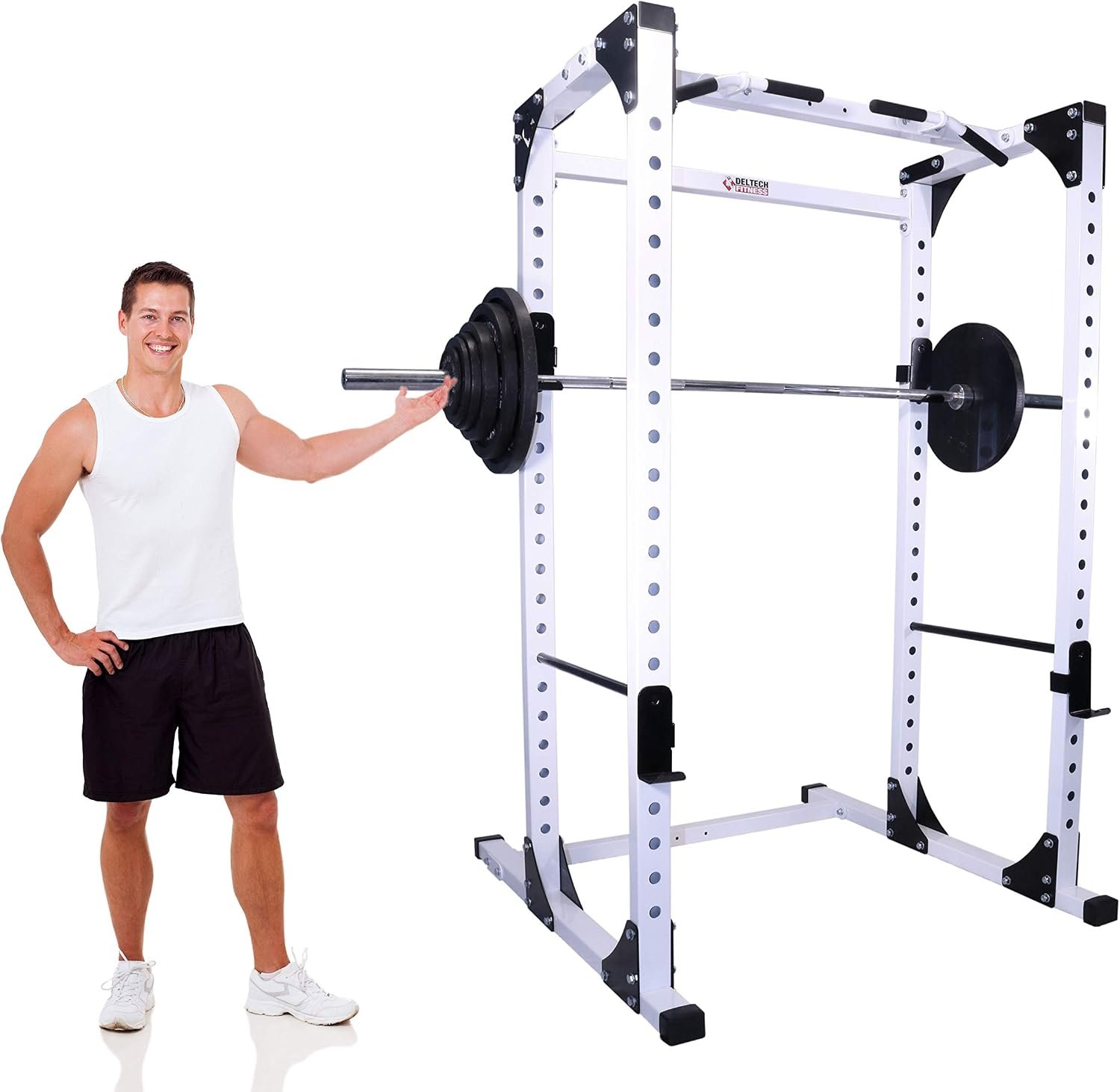 DF825- Heavy Duty Pro Squat Rack/Power Rack by Deltech Fitness- 1000 lb Capacity- For Home Gym