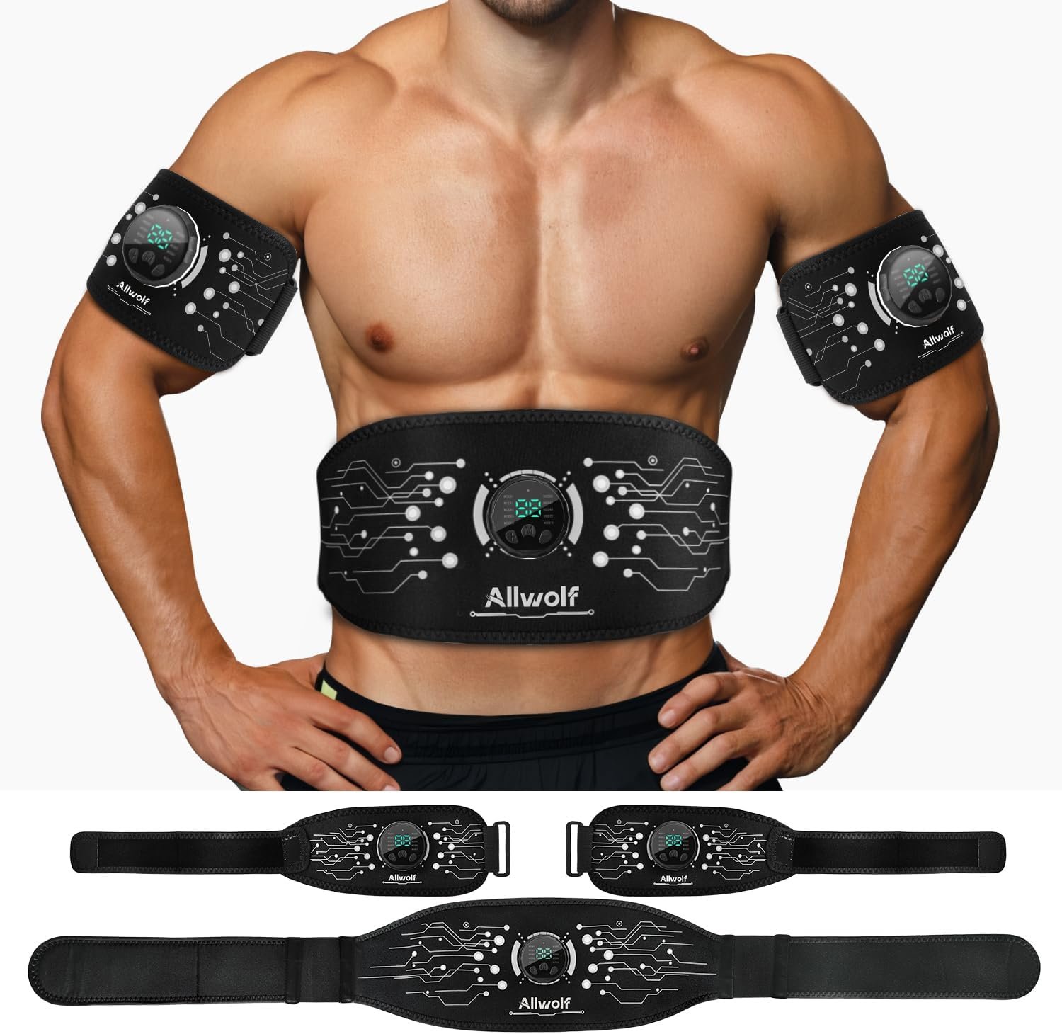 Ab Stimulator Muscle Toner，Abs Muscle Stimulator Abdominal Toning Fitness Belt for Men and Women Black