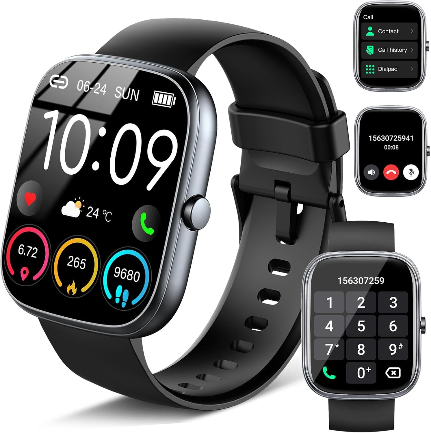 Smart Watch for Men Women (Answer/Make Call), 1.91″ HD Smartwatch with Heart Rate/Sleep Monitor/Pedometer/Calories, 113+ Sports Fitness Watch, IP68 Waterproof Activity Tracker for Android iOS Black