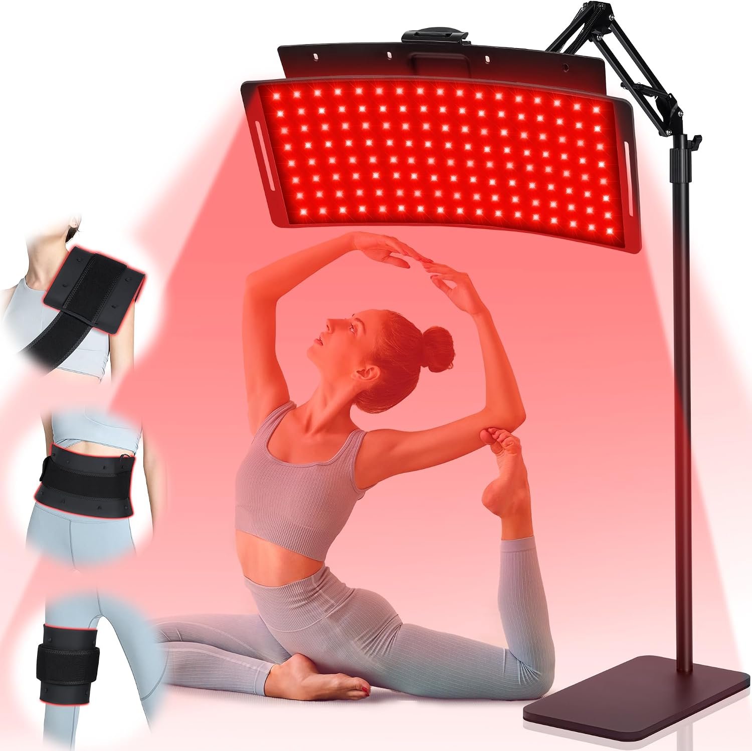 Red Light Therapy for Body, 2-in1 Red Light Panel with Stand | 136 LEDs, 660nm & 850nm, Skin-Safe Silicone Panel, Detach to Red Light Therapy Belt, 9 Modes, Gift for Men Women Pet Owners