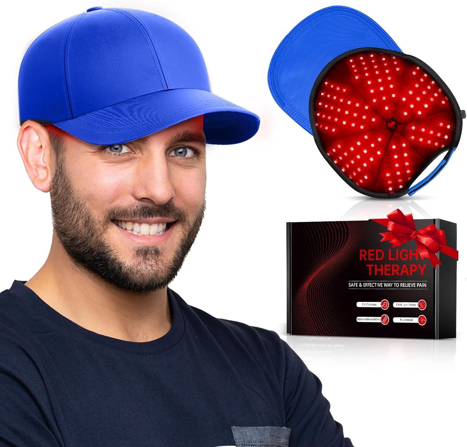 RELEXNOW Red Light Therapy Cap for Hair with Upgraded 180 Tri-Chip LEDs | Upgraded 660nm 850nm 940nm Wavelengths Red Light Therapy for Head, Infrared Light Cap for Men & Women with Timer Controller