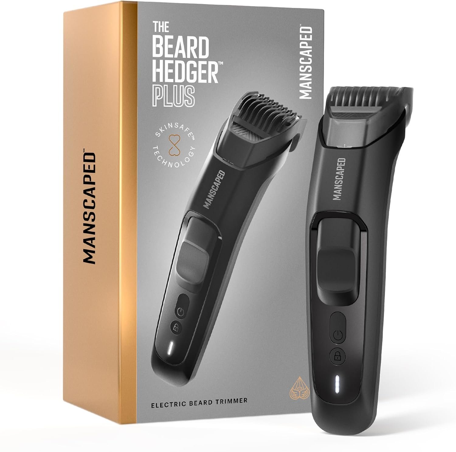 MANSCAPED® The Beard Hedger® Plus, Men’s Adjustable Beard & Mustache Trimmer with 14 Length Settings (1–20mm), Stainless Steel Blade, Waterproof Cordless Grooming, Travel Lock, USB-C Rechargeable