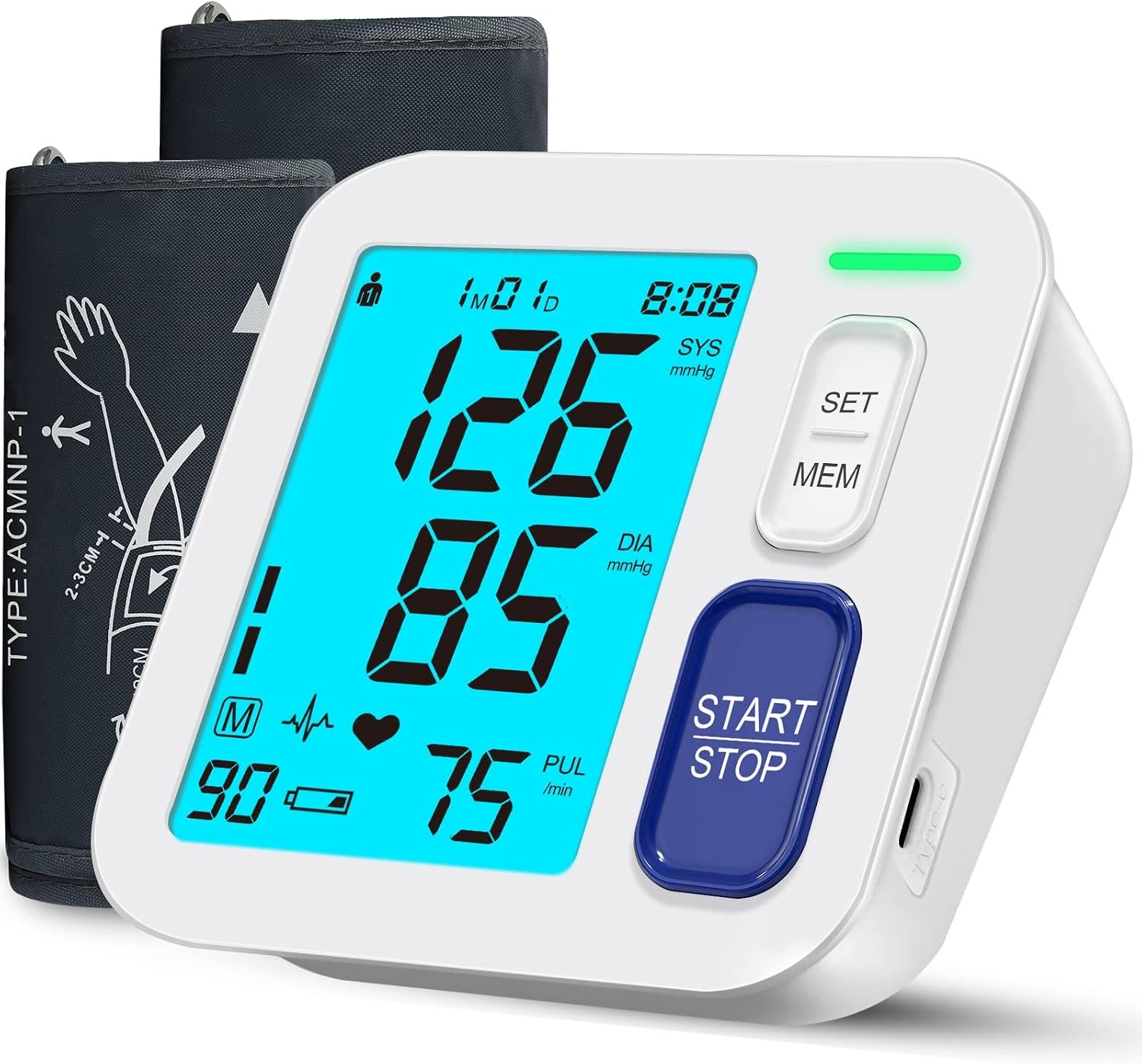 Blood Pressure Monitors for Home Use, 9-17” & 13-21” Extra Large Cuffs | 2 Blood Pressure Cuffs,Oversized Operation Button &Large Backlit LCD,Automatic BP Machine with USB Cable and 4 AAA Batteries