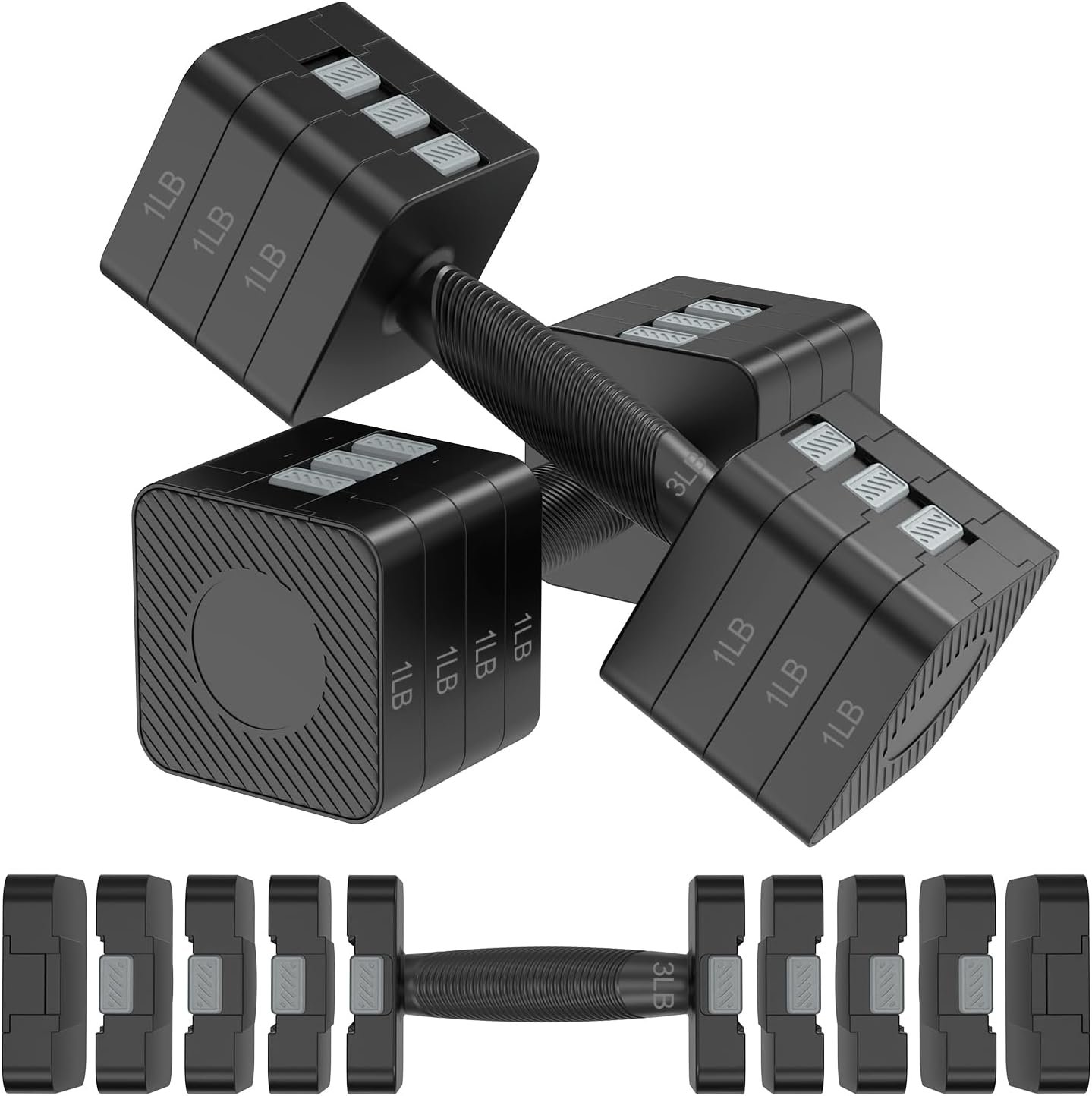 Hezeyferg Adjustable Dumbbells Set for Women/Men Home Gym | 18LBS 22LBS Adjustable Weight Dumbbells, Hand Weights Sets with Mutilple Levels, Full Body Workout