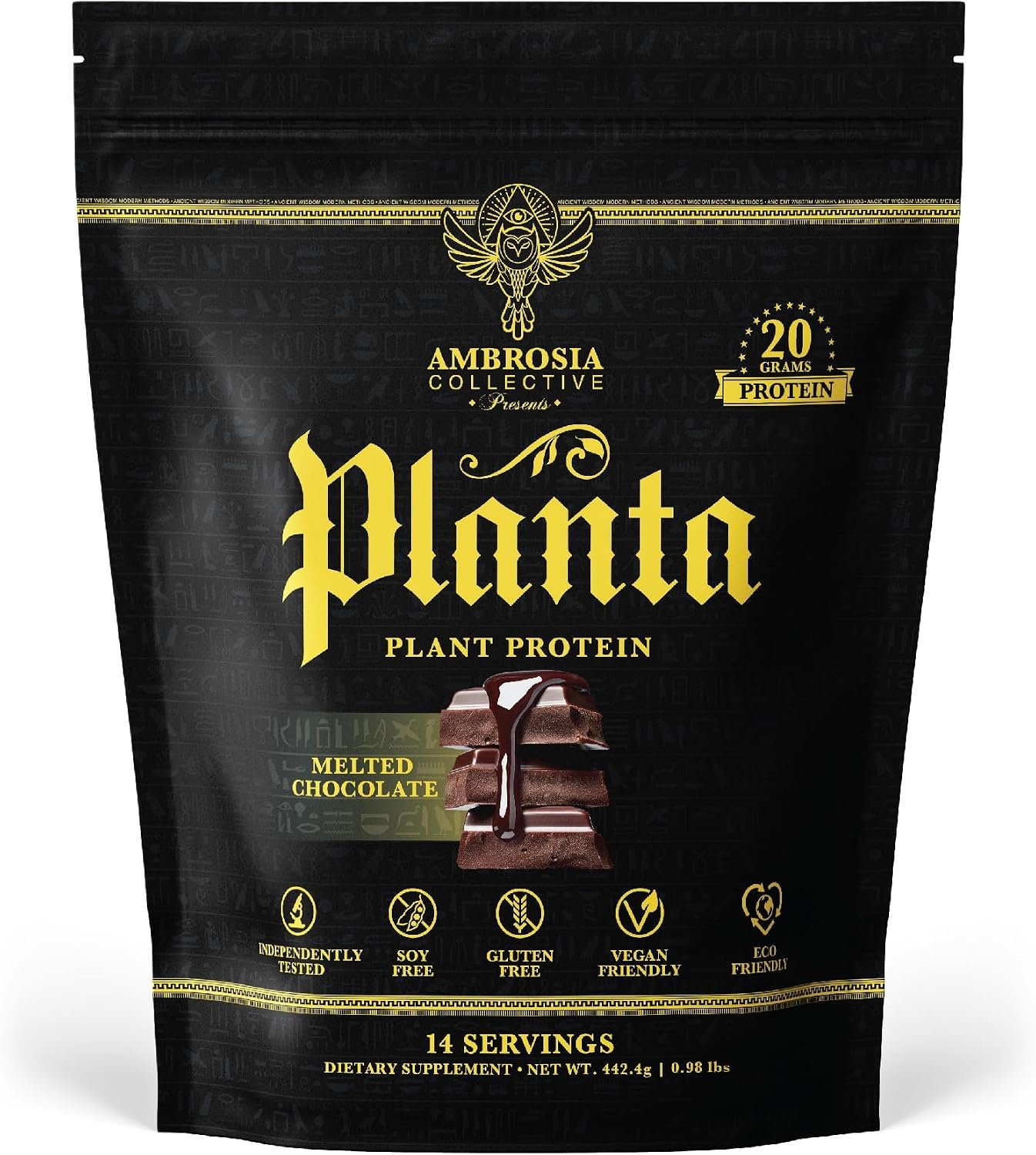 Ambrosia Plant Based Protein Powder 20g | Clean Vegan Pea Protein Powder | Gluten & Dairy Free, Keto Friendly, No Added Sugar | 14 Servings | Melted Chocolate