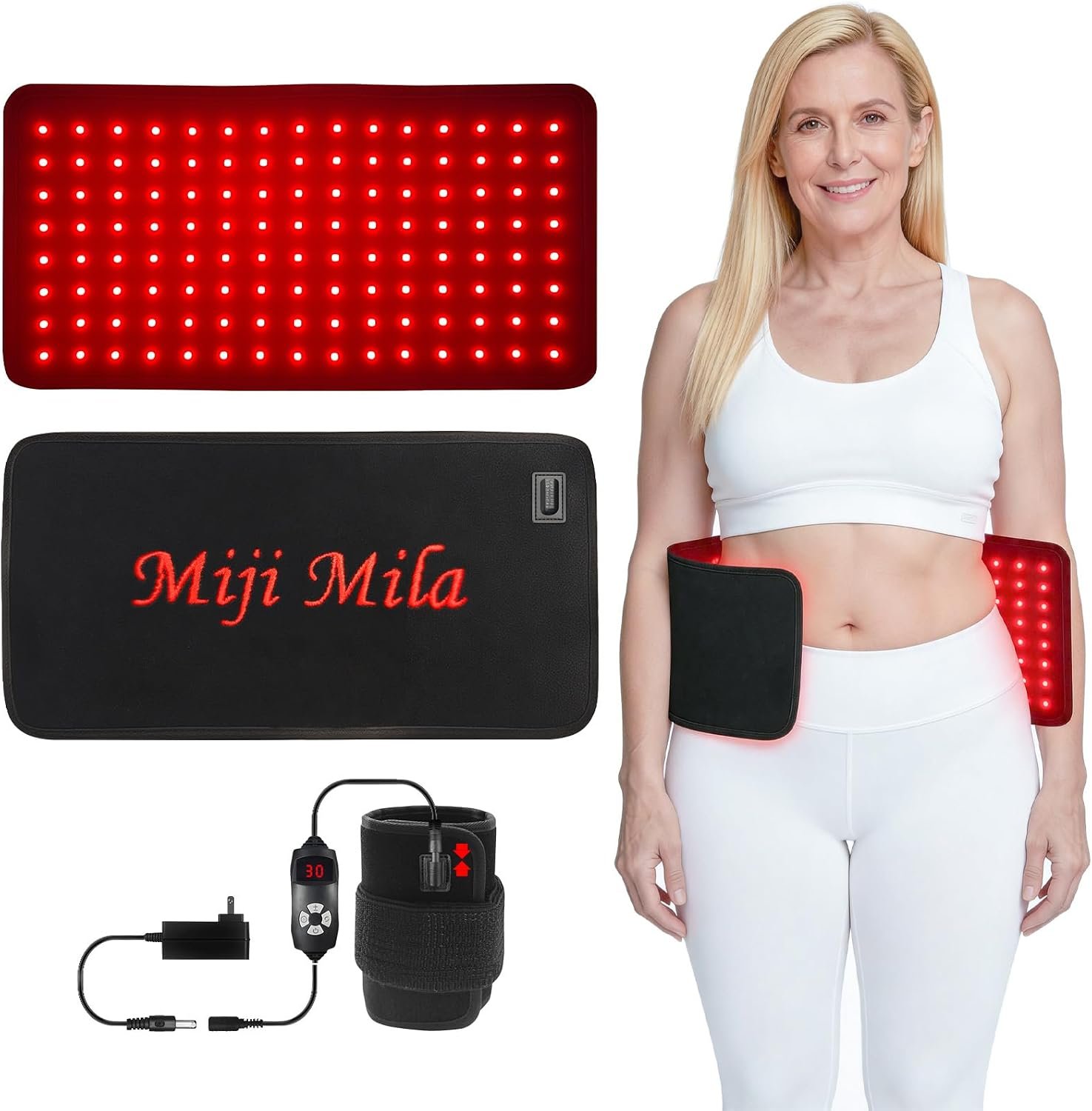 Red Light Therapy Belt: for Waist Belly Back Comf & Ease Fatigue | 660nm 850nm Infrared Light Wearable Heating Pad Wrap with 5-Level Energy & Timer – for Women Men Home Use
