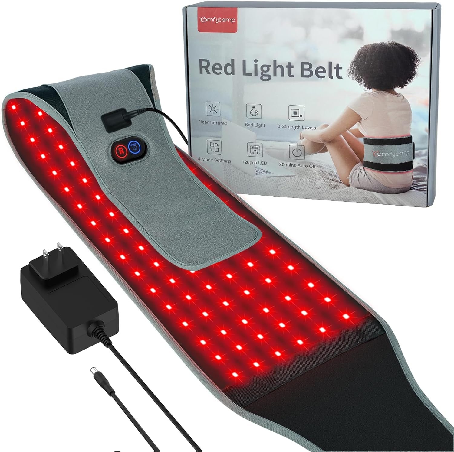 Comfytemp Red Light Belt with 126 LEDs, 660nm & 850nm, 22W(Corded) | Wearable Near Infrared Light Wrap with Timer, Home Office Use, Wasit Belly Birthday Gifts for Women Men Mom Dad
