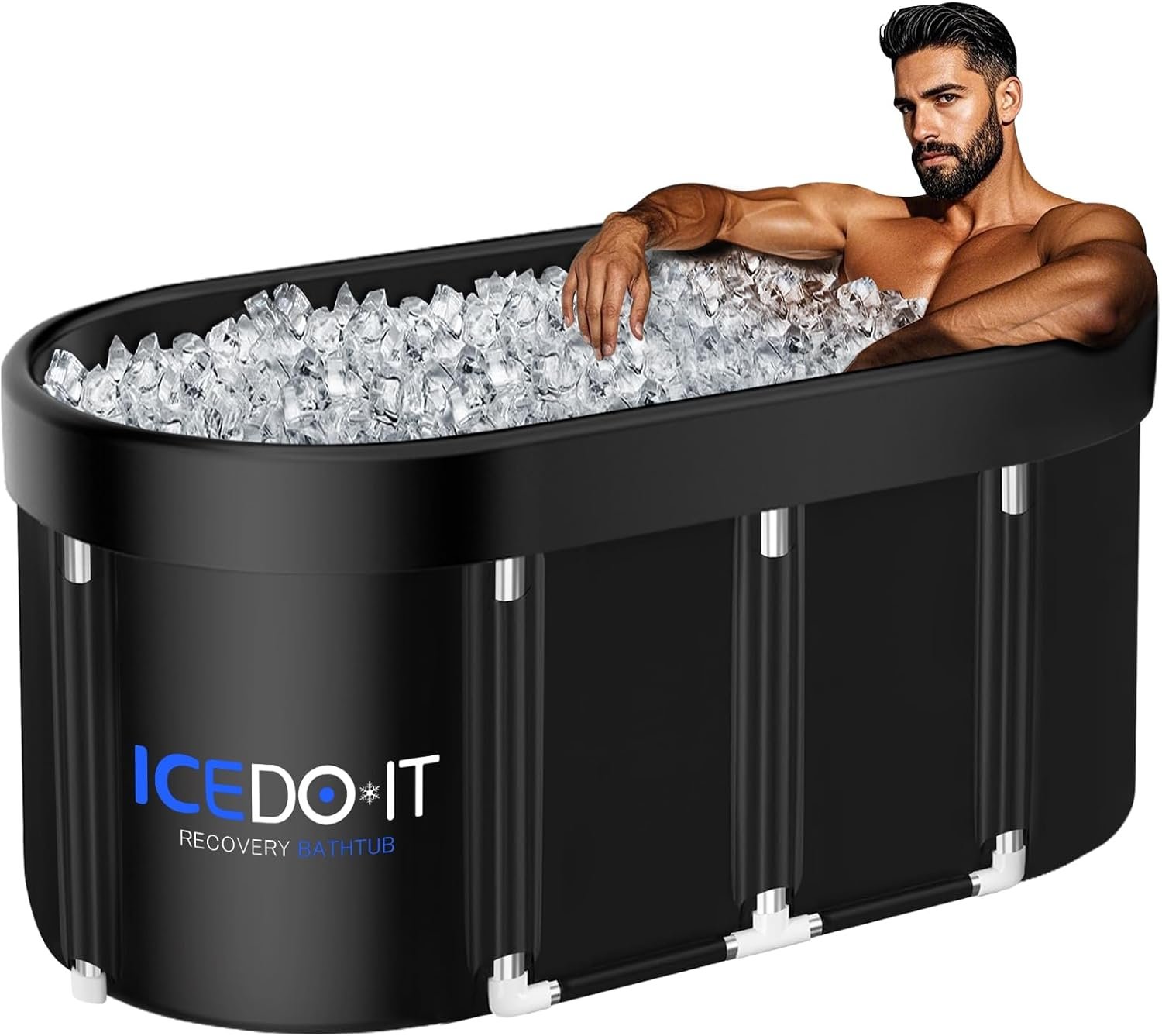 Tomaje Upgrade 129Gal Ice Bath Tub for Athletes,Collapsible Cold Plunge Tub | Multiple Layered for Post-Exercise Recovery, Oval Portable Bathtub Adult for Home, Gyms, Indoor, Outdoor use