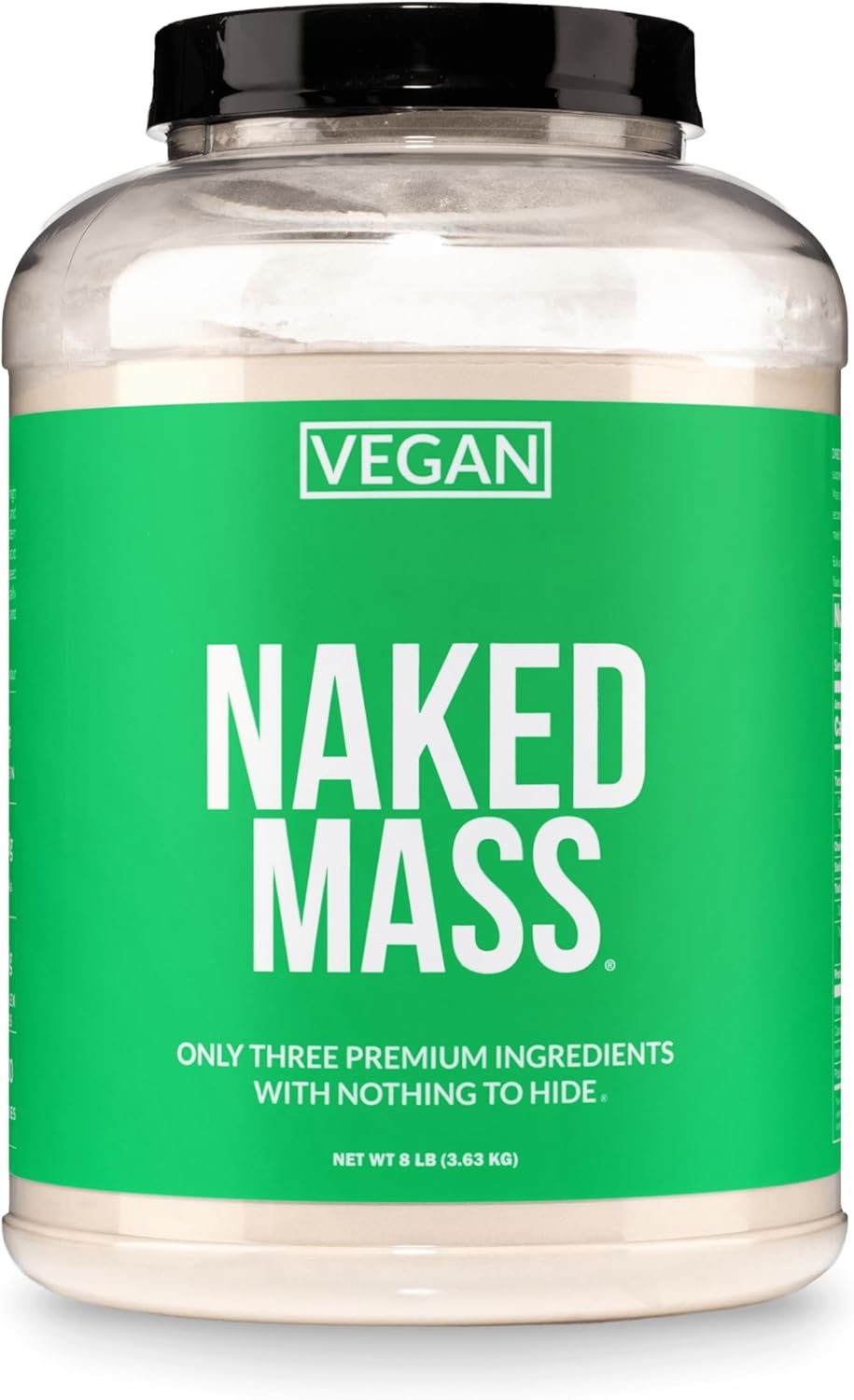 NAKED Vegan Mass – Natural Vegan Weight Gainer Protein Powder – 1,230 Calories, NSF Certified, Non-GMO, Soy & Gluten Free, No Artificial Ingredients – 8LB Bulk – 11 Servings