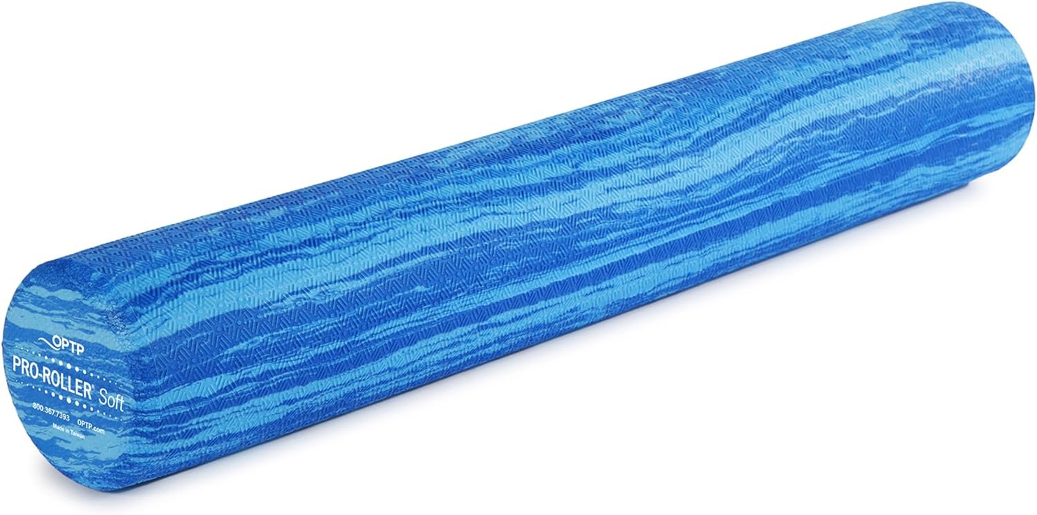OPTP PRO-Roller Soft Density Foam Roller – Round, Blue, 36″ x 6″ | Soft foam roller for physical therapy, Pilates, yoga foam roll exercises, muscle recovery, blue, 36″ x 6″