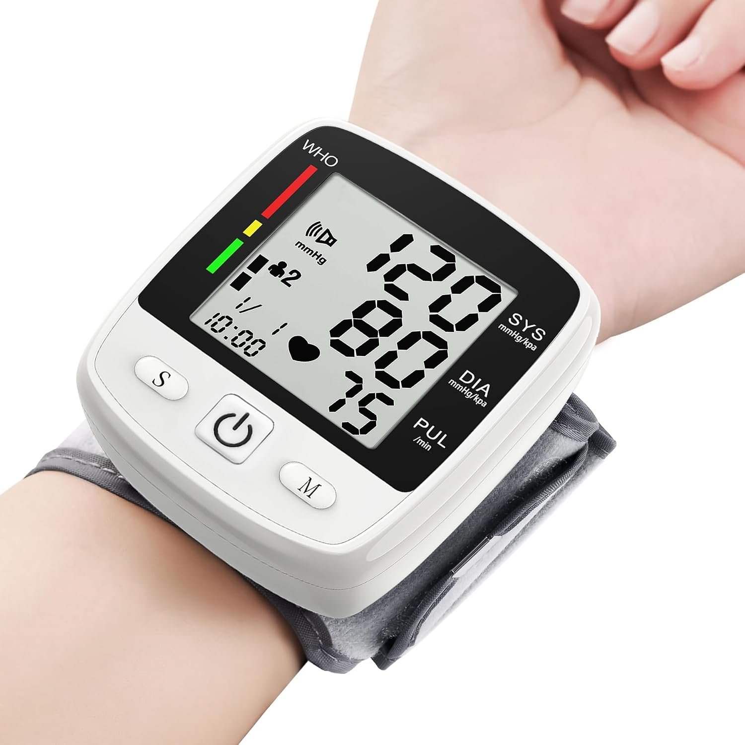 FDA Cleared Blood Pressure Monitor Wrist BP Machine for Home Use | 5.3-7.7in Adjustable Wrist Cuff, Portable & Rechargeable , 2 Users *90 Memory, LCD Screen, Voice Prompt, Carrying Case
