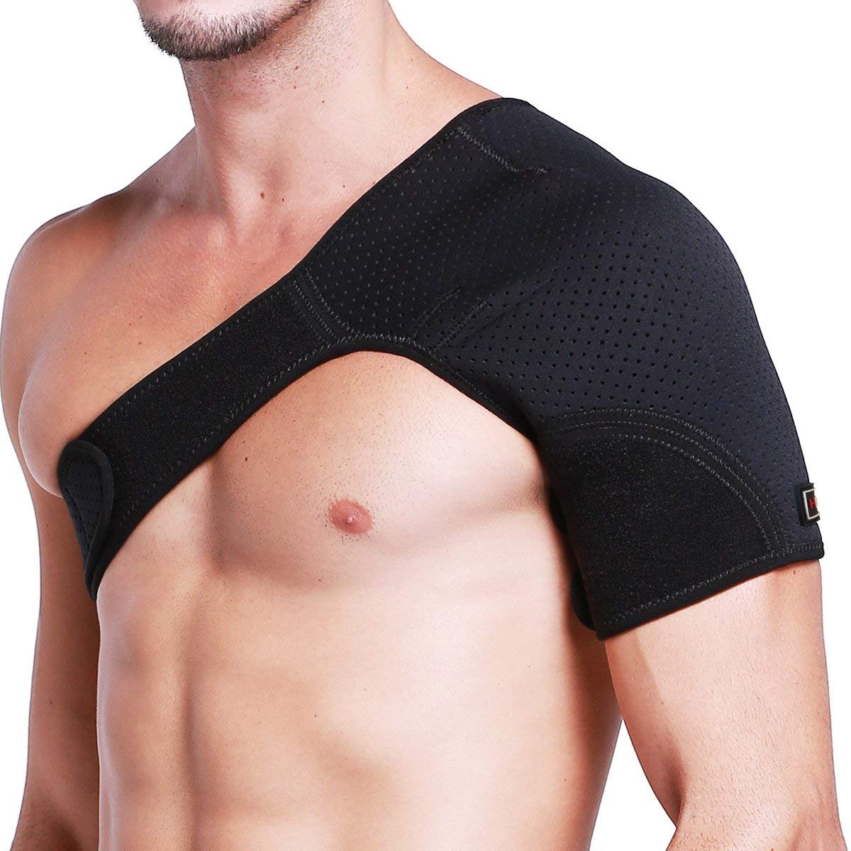 HUEGLO Right Shoulder Brace for Men Women Rotator Cuff Tear,Sports,Meduim | Adjustable Shoulder Supports & Immobilizers,Shoulder Compression Sleeve for AC Joint Pain Relief,Dislocation, Bursitis