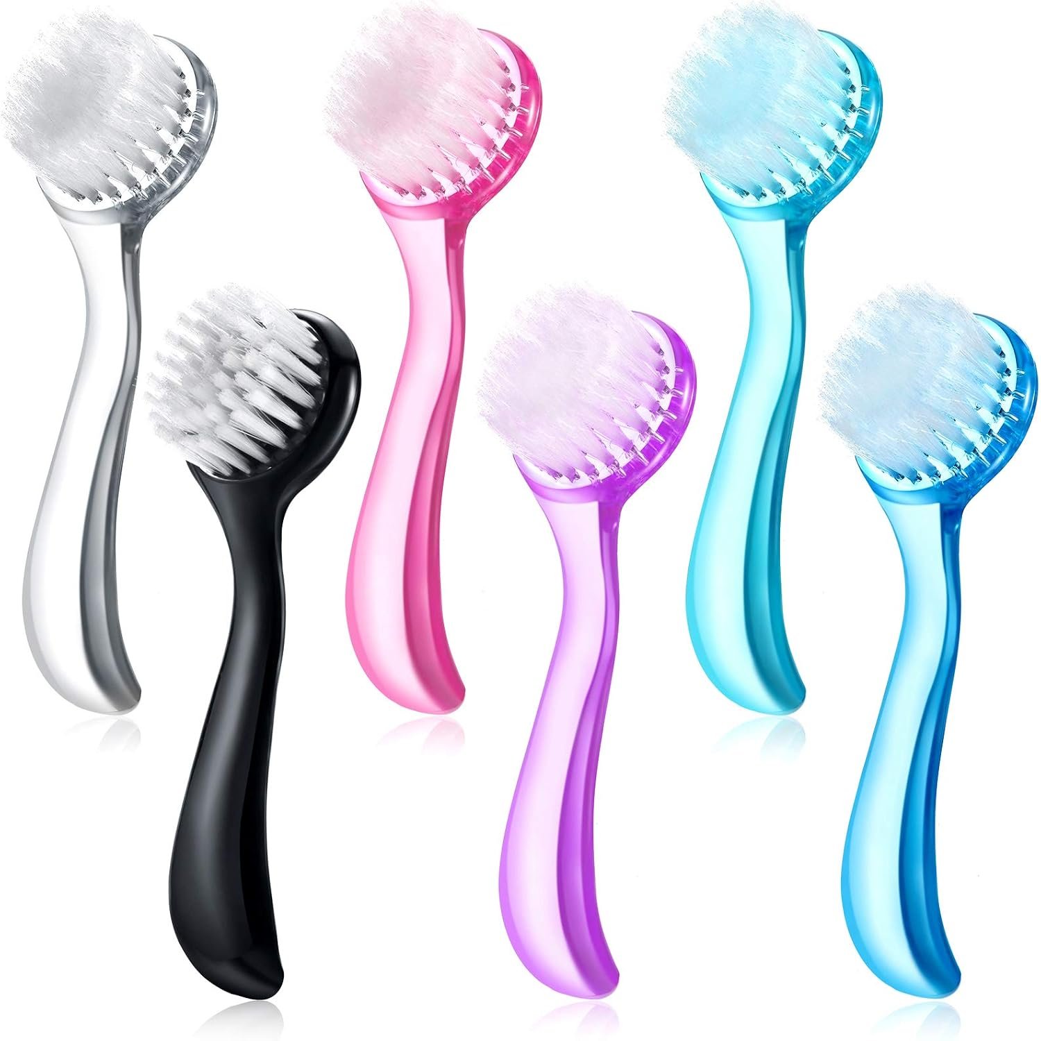6 Pieces Facial Cleansing Brush Soft Bristle Facial Scrub Exfoliating Brush with Acrylic Handle, Face Wash Scrub Exfoliator Brushes for Face Care Makeup Skincare Removal