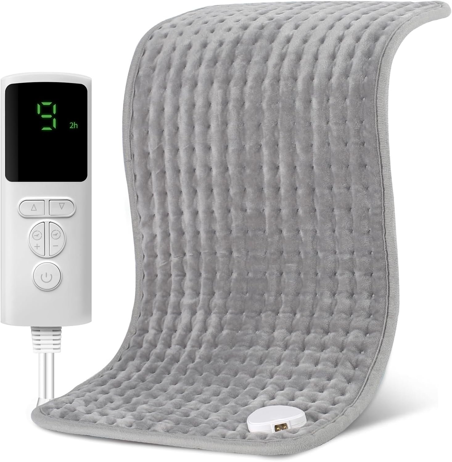 XL Electric Heating Pad for Back, Neck & Cramps Pain Relief, 12×24″ with Auto Shut Off & 9 Heat Levels, Moist Heat Therapy, Machine Washable, Gifts for Women, Men, Tabby Gray