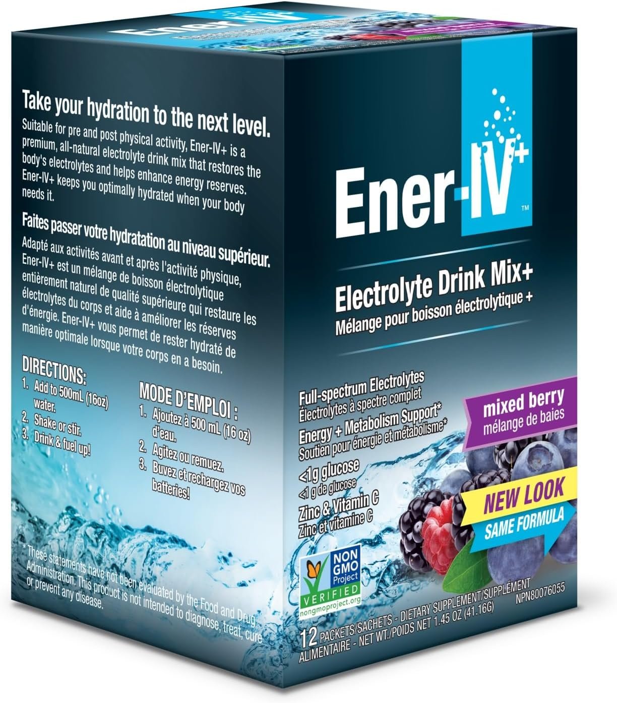 Ener-IV Electrolyte Hydration & Energy Drink Potassium Vitamin C & Zinc Electrolytes Powder Packets – Muscle Recovery & Immunity Sports Drinks for Women & Men Low Sugar Vegan, Mixed Berry – 12 Count | Electrolytes Powder Packets, Hydration Powder Drink, Low Sugar Rehydration for Women & Men