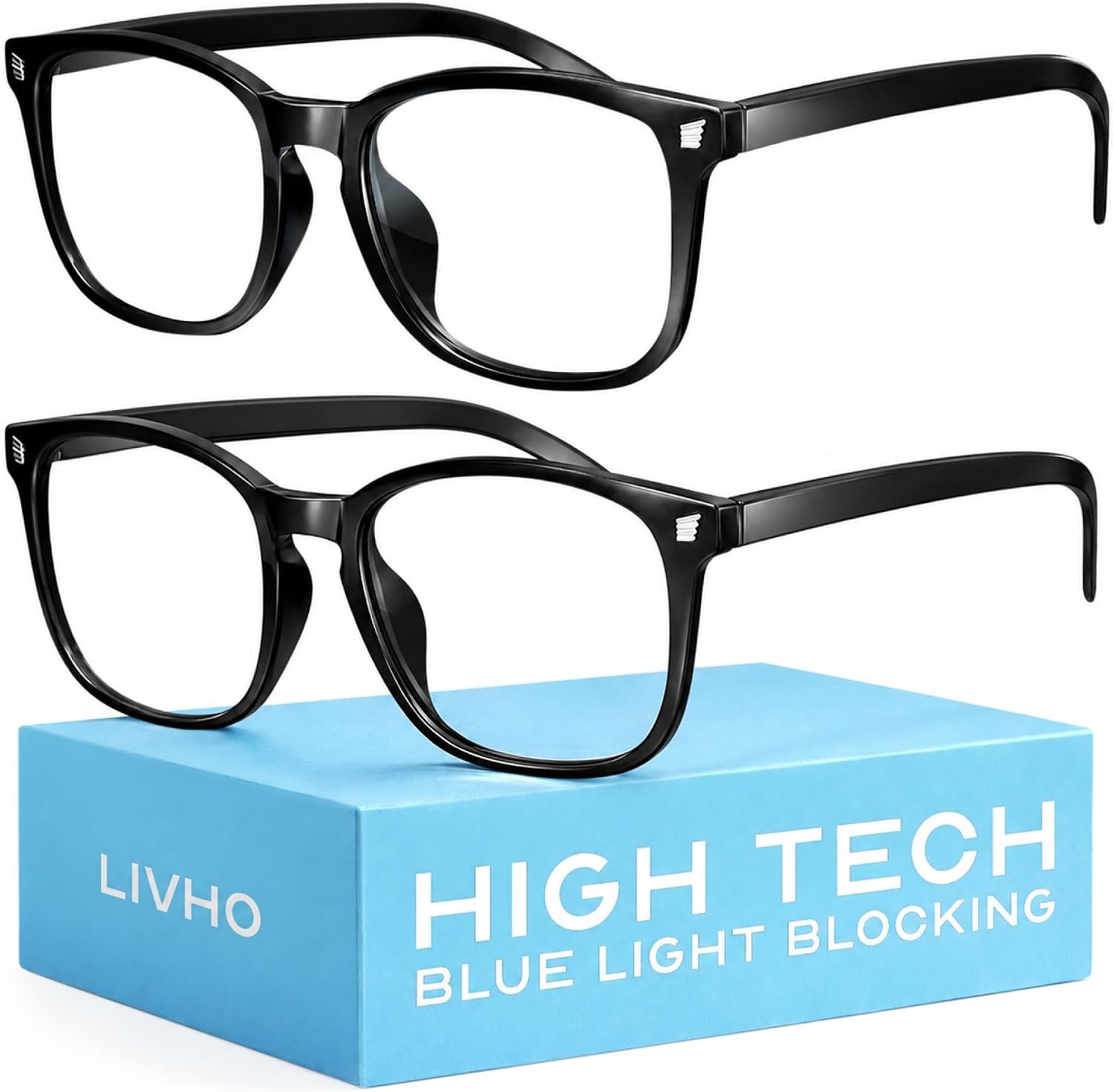 livho High Tech Blue Light Blocking Computer Glasses | Advanced Blue Light Blocking, Screen Fatigue Protection, UV Protection, Black