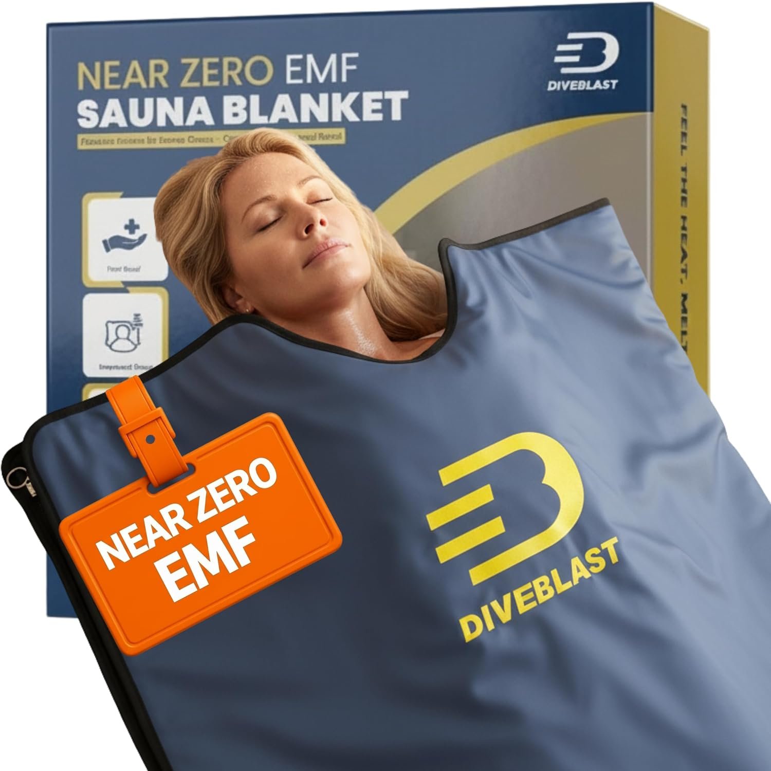 DIVEBLAST Zero EMF Sauna Blanket for Weight Loss and Detox, 71×35.6in | Portable infrared sauna bag, supports detox and circulation, near zero EMF exposure